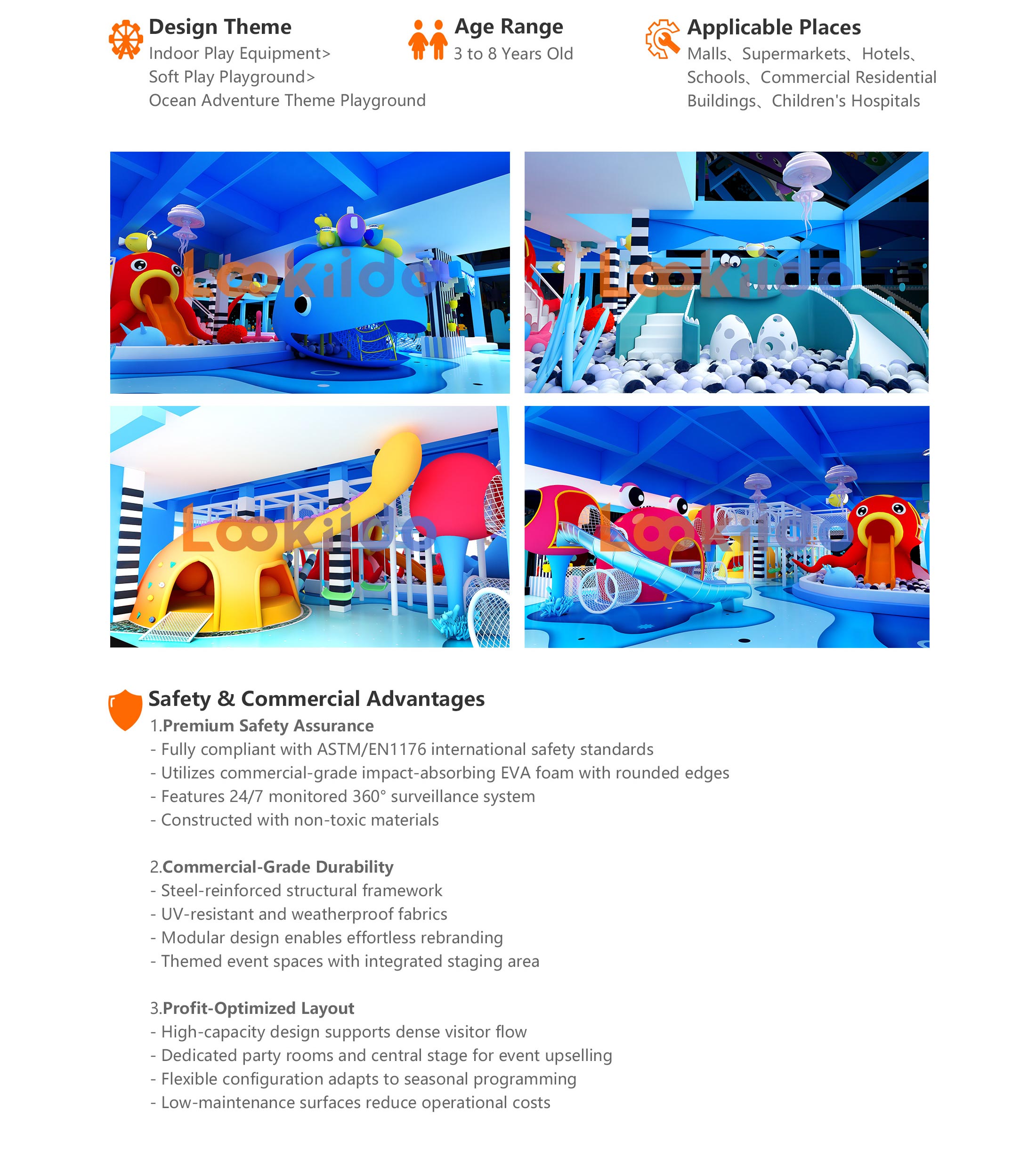 Winter Snow Castle Ocean Theme Soft Play Adventure Park Equipment