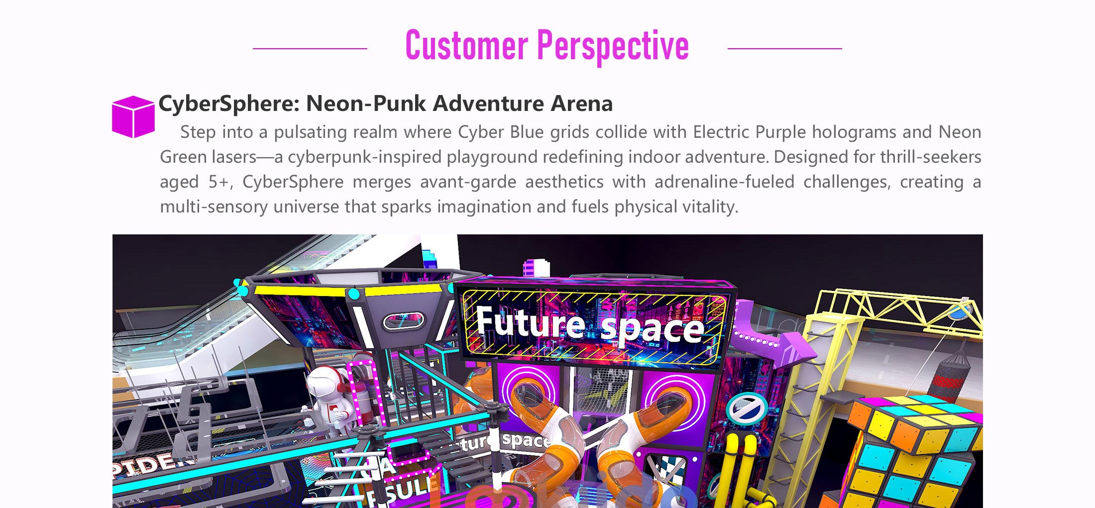 Commercial Ninja Rope Course Space Cyberpunk Adventure park with Rock Climbing Wall Zipline
