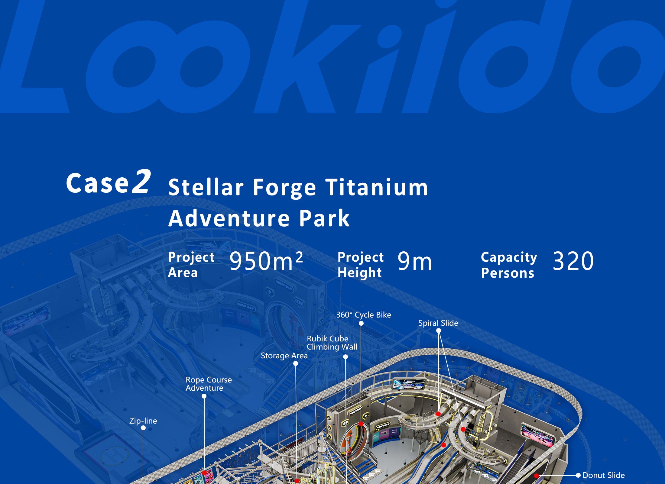 Commercial Ninja Rope Course Space Cyberpunk Adventure park with Rock Climbing Wall Zipline
