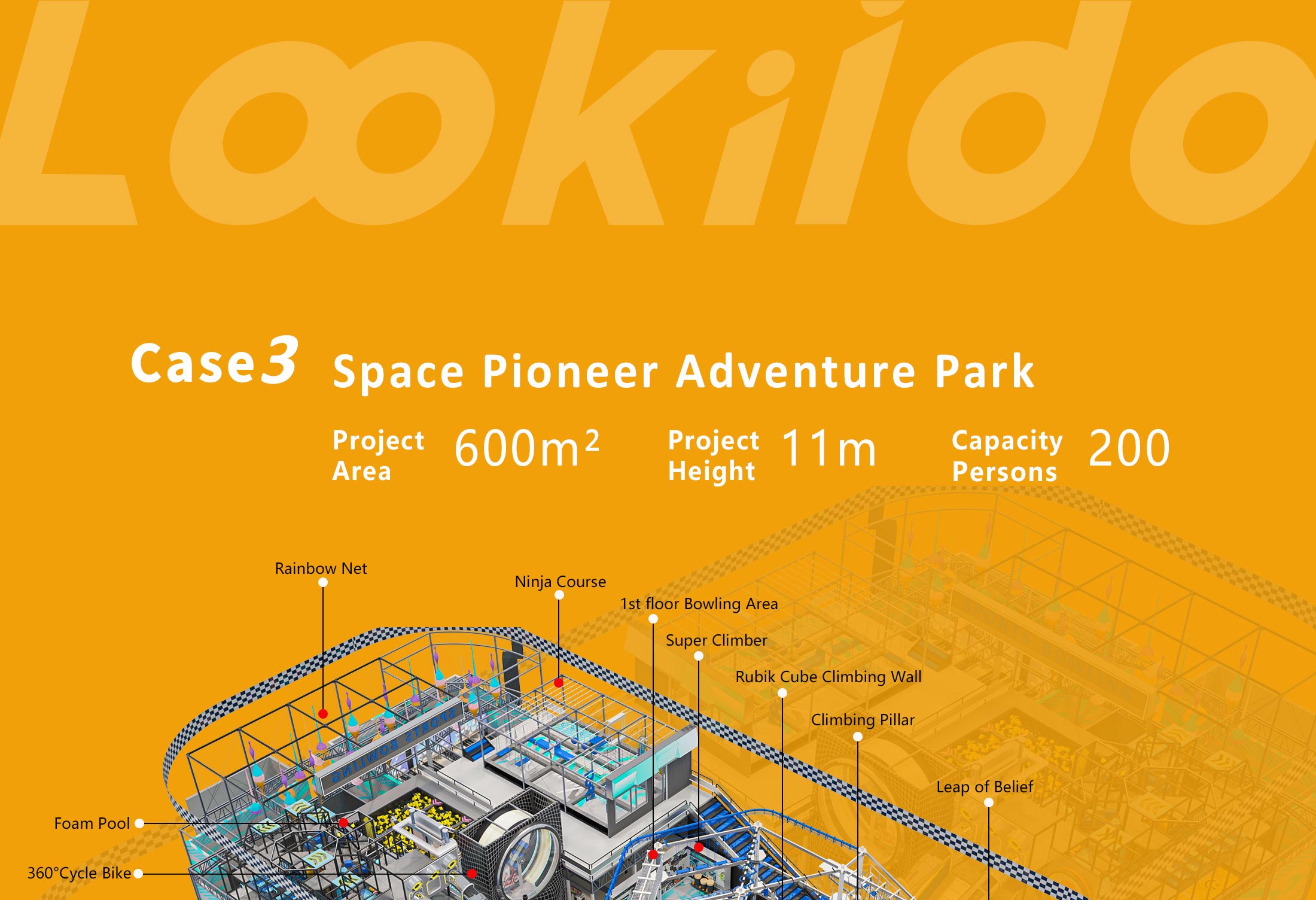 Commercial Ninja Rope Course Space Cyberpunk Adventure park with Rock Climbing Wall Zipline