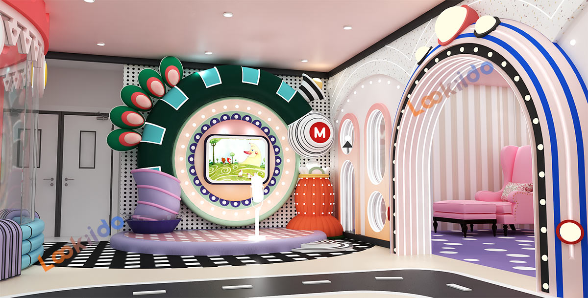 Fantasy Fairytale Macaron Soft Playground with Spiral Slide Obstacle Climbing