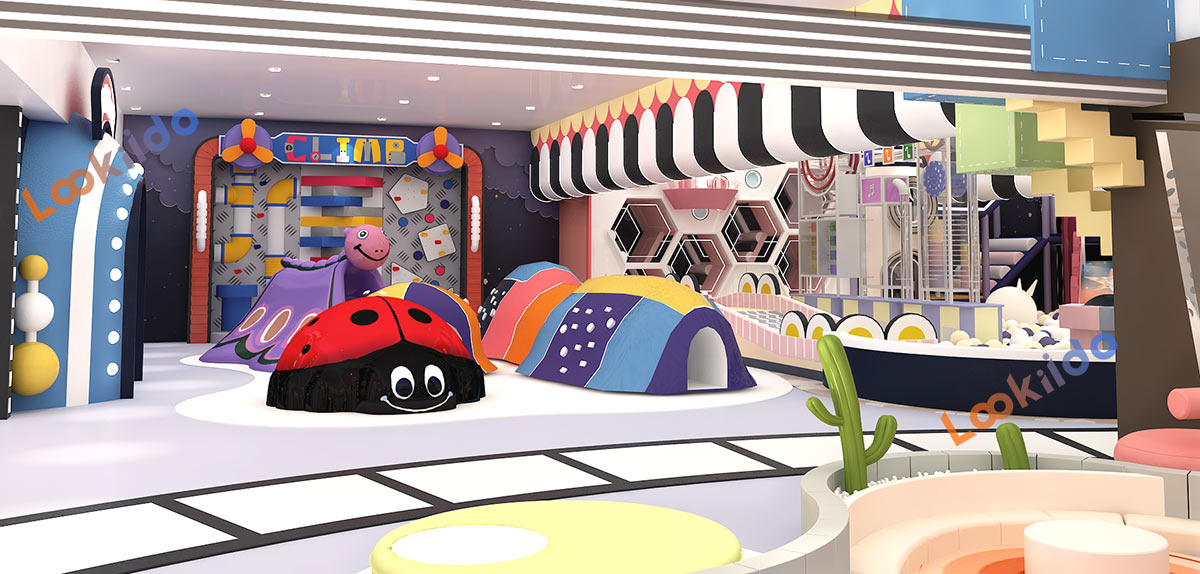 Fantasy Fairytale Macaron Soft Playground with Spiral Slide Obstacle Climbing