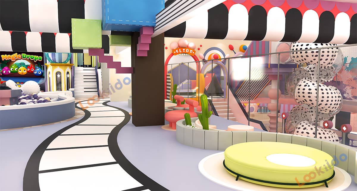 Fantasy Fairytale Macaron Soft Playground with Spiral Slide Obstacle Climbing