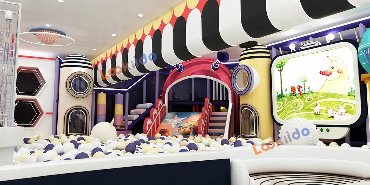 Fantasy Fairytale Macaron Soft Playground with Spiral Slide Obstacle Climbing