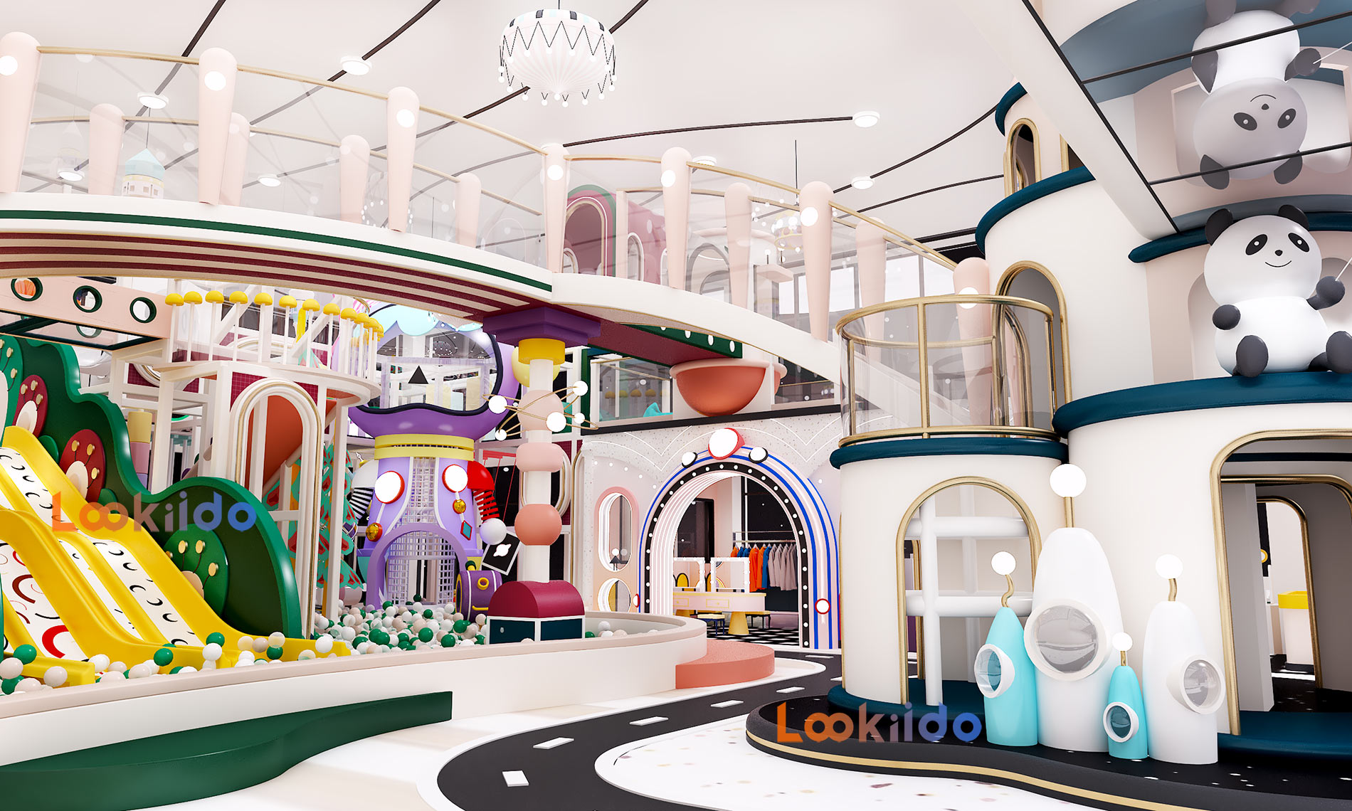 Science Fiction Planet Space Soft Playground with Fiberglass Slides and Role Playing House