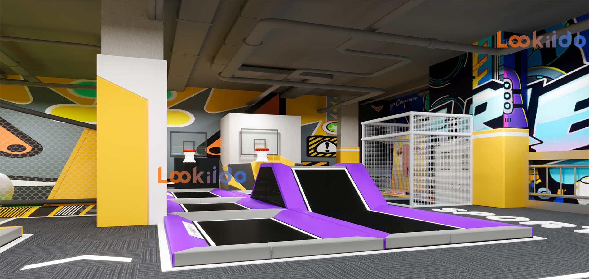 Trampoline Ropes Course Family Adventure Park with Go Karts Bowling Lanes