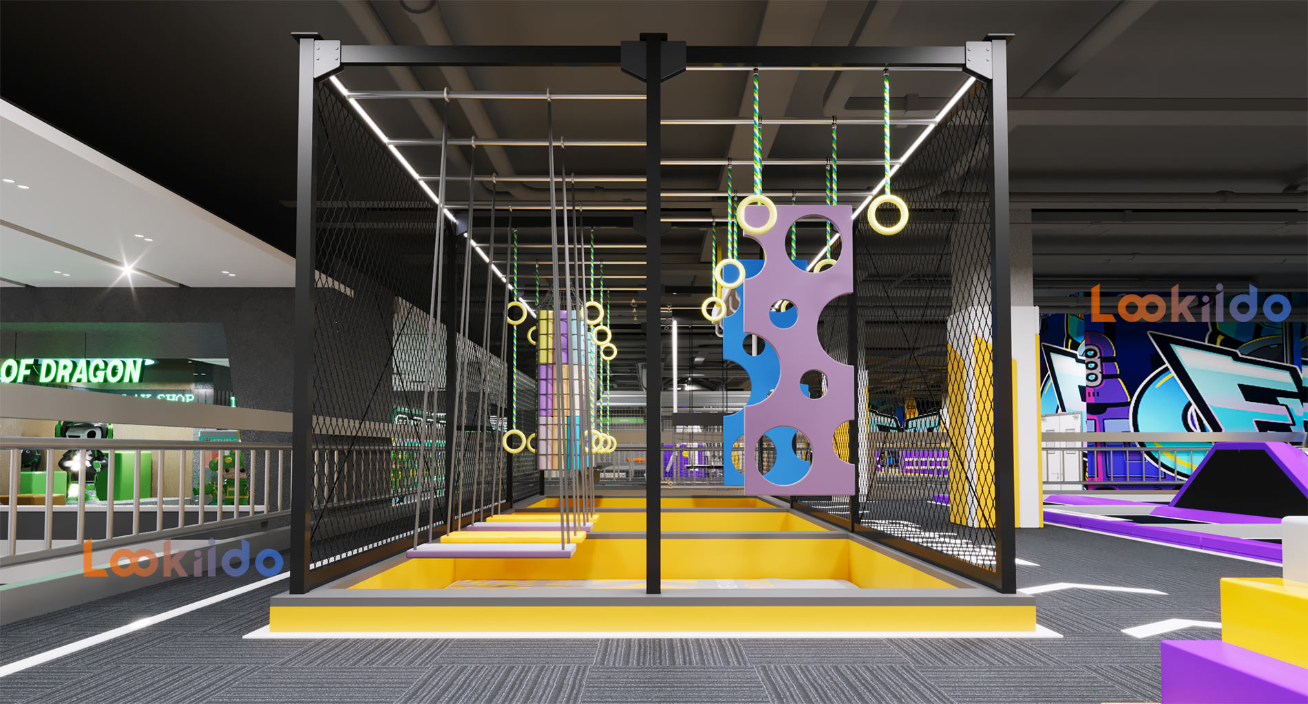 Trampoline Ropes Course Family Adventure Park with Go Karts Bowling Lanes