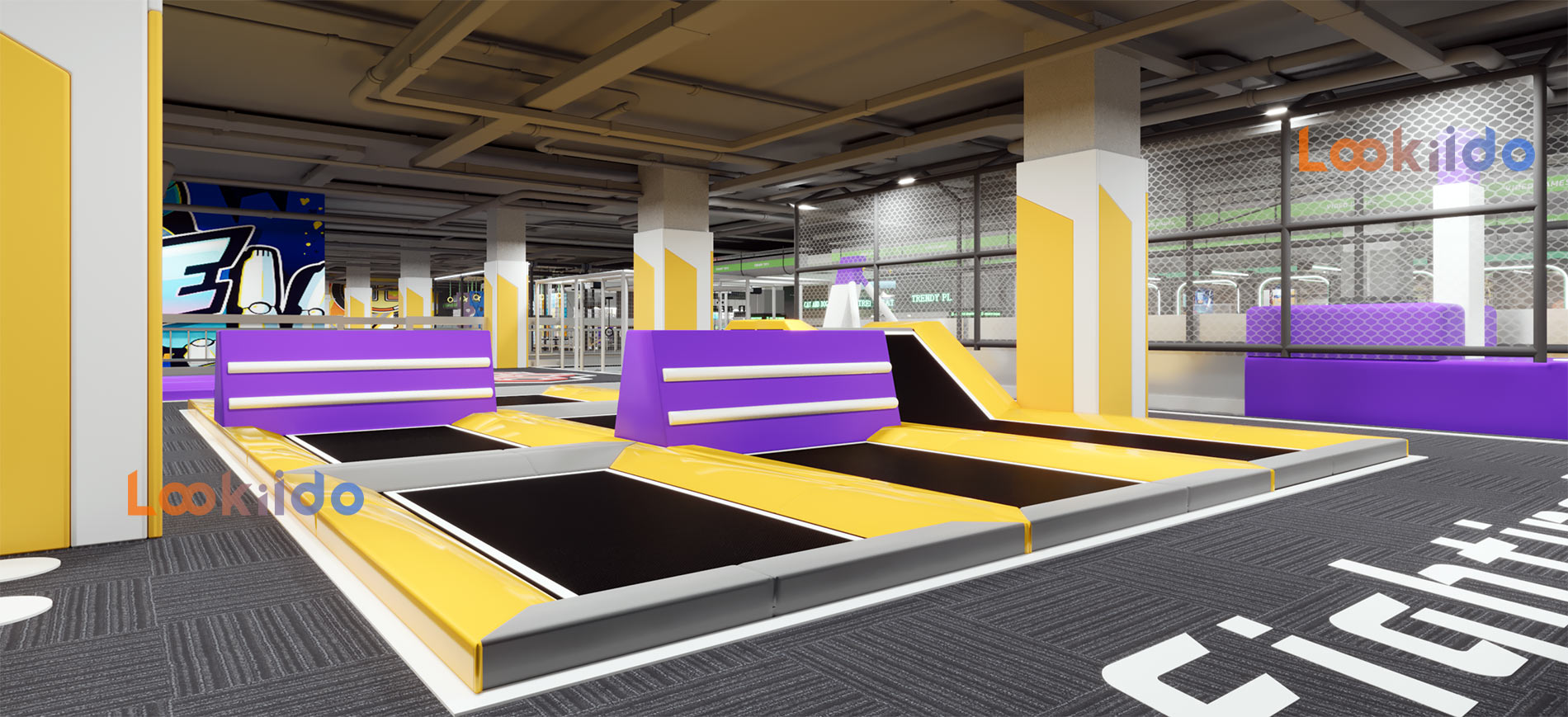 Trampoline Ropes Course Family Adventure Park with Go Karts Bowling Lanes