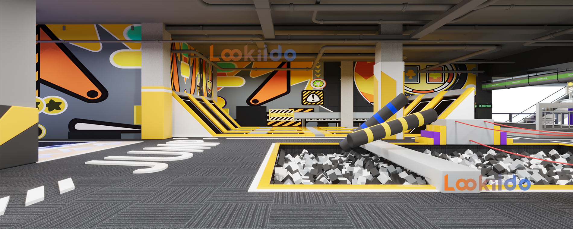 Trampoline Ropes Course Family Adventure Park with Go Karts Bowling Lanes