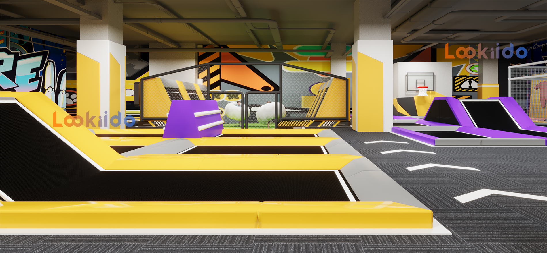 Trampoline Ropes Course Family Adventure Park with Go Karts Bowling Lanes