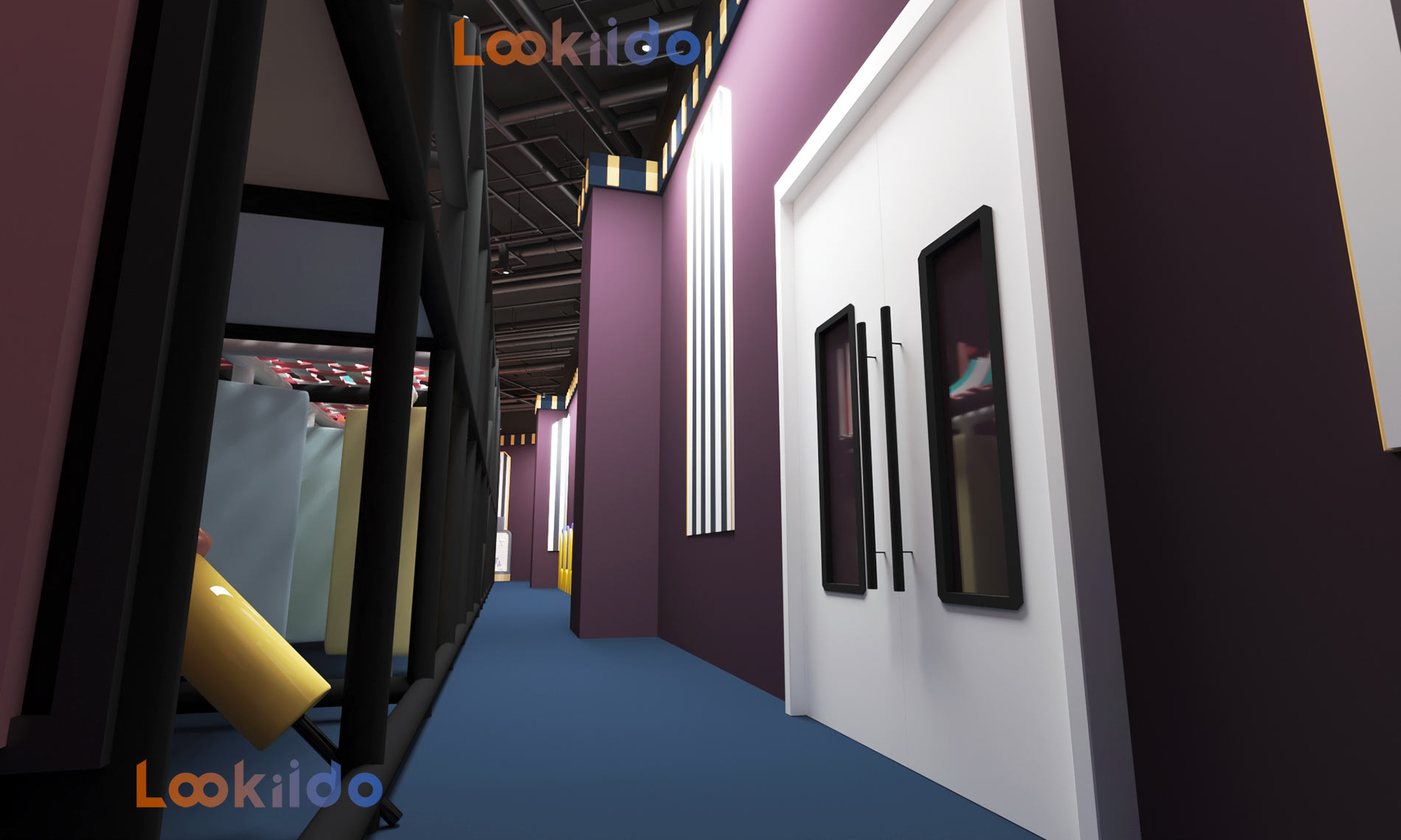 Candy Macaron Color Circus Playground with Dining Area and Arcade Machine