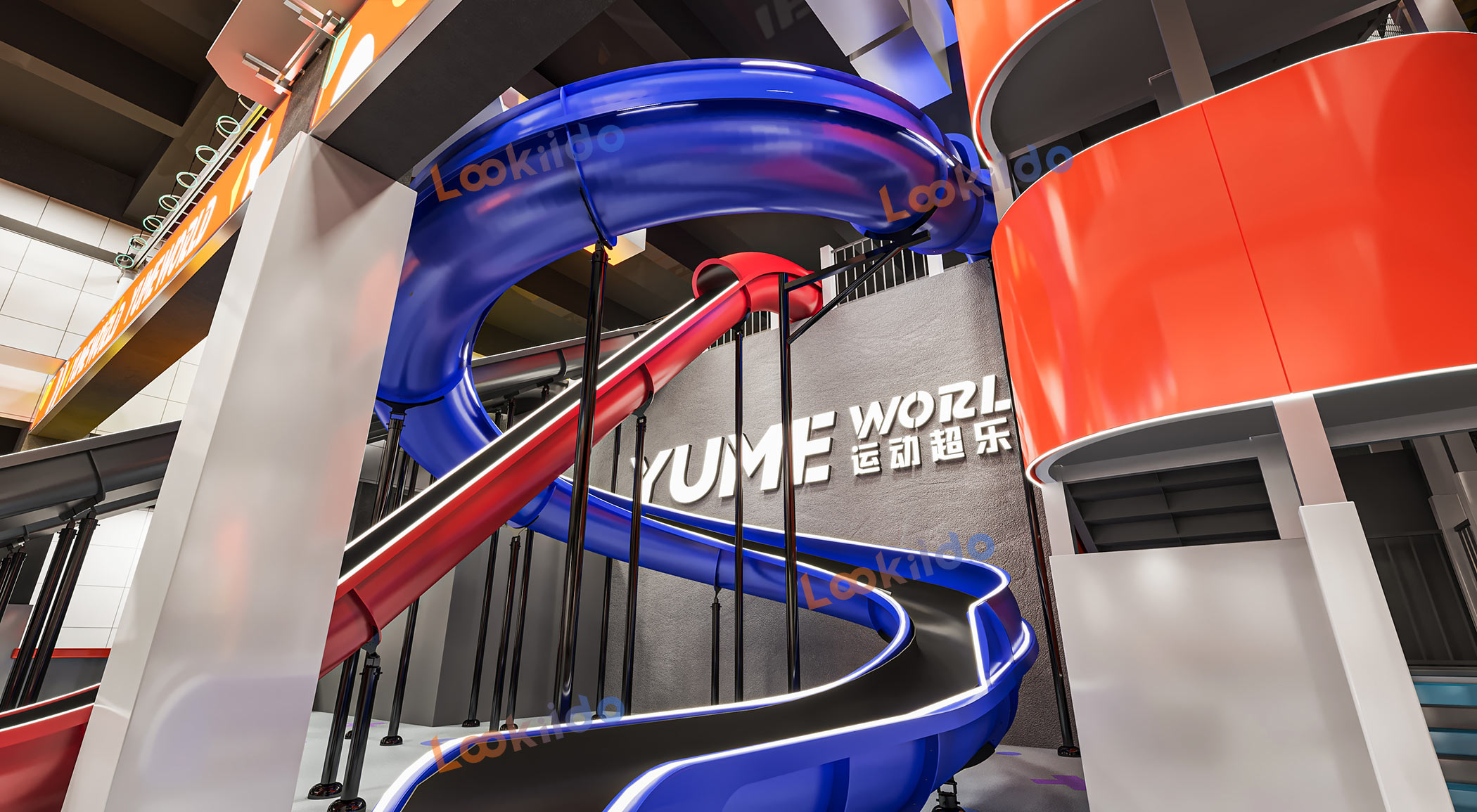 Indoor Sports Adventure Center Franchise Featuring Custom Designed Giant Launch Slides Equipment