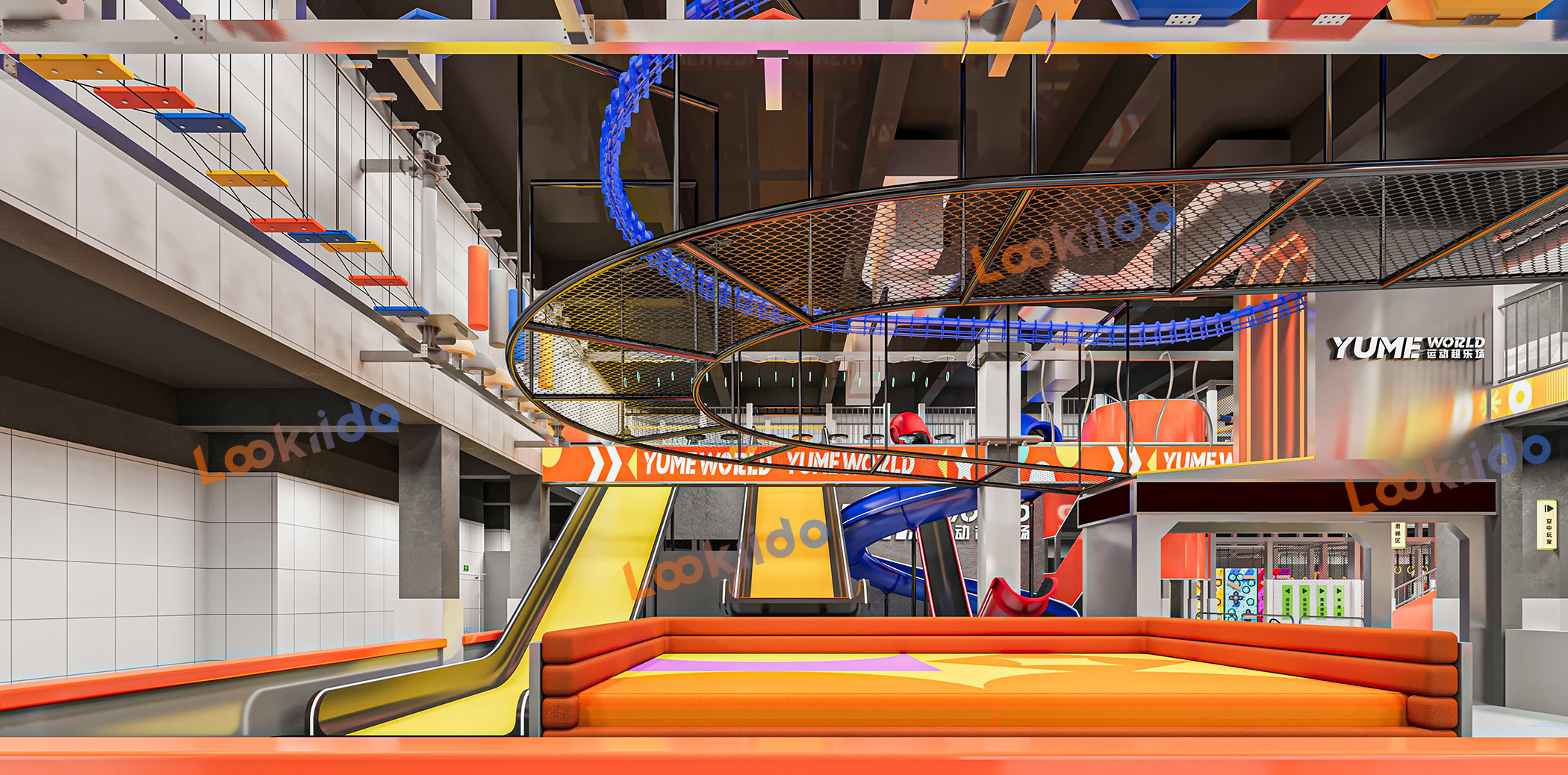 Indoor Sports Adventure Center Franchise Featuring Custom Designed Giant Launch Slides Equipment