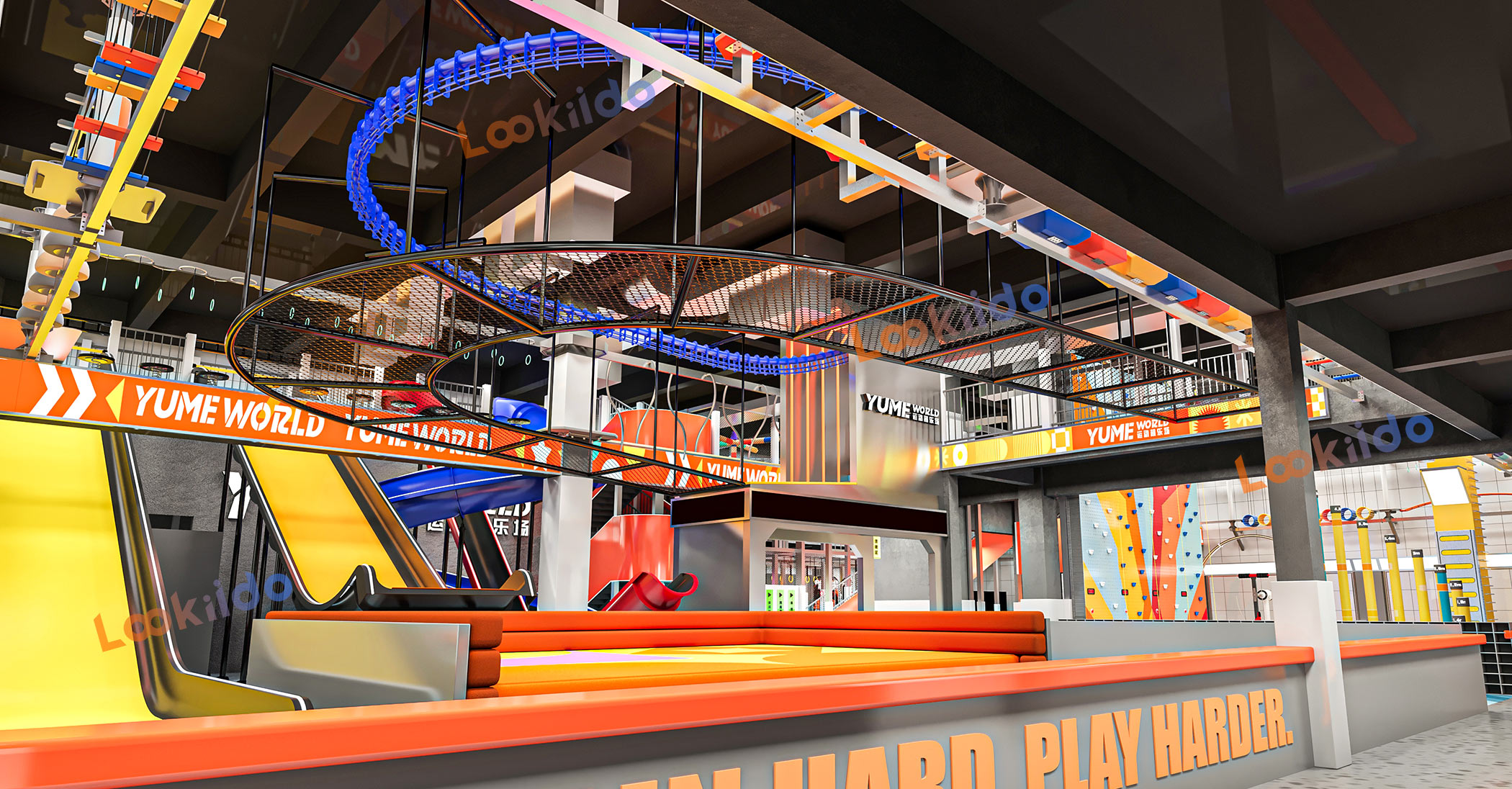 Indoor Sports Adventure Center Franchise Featuring Custom Designed Giant Launch Slides Equipment