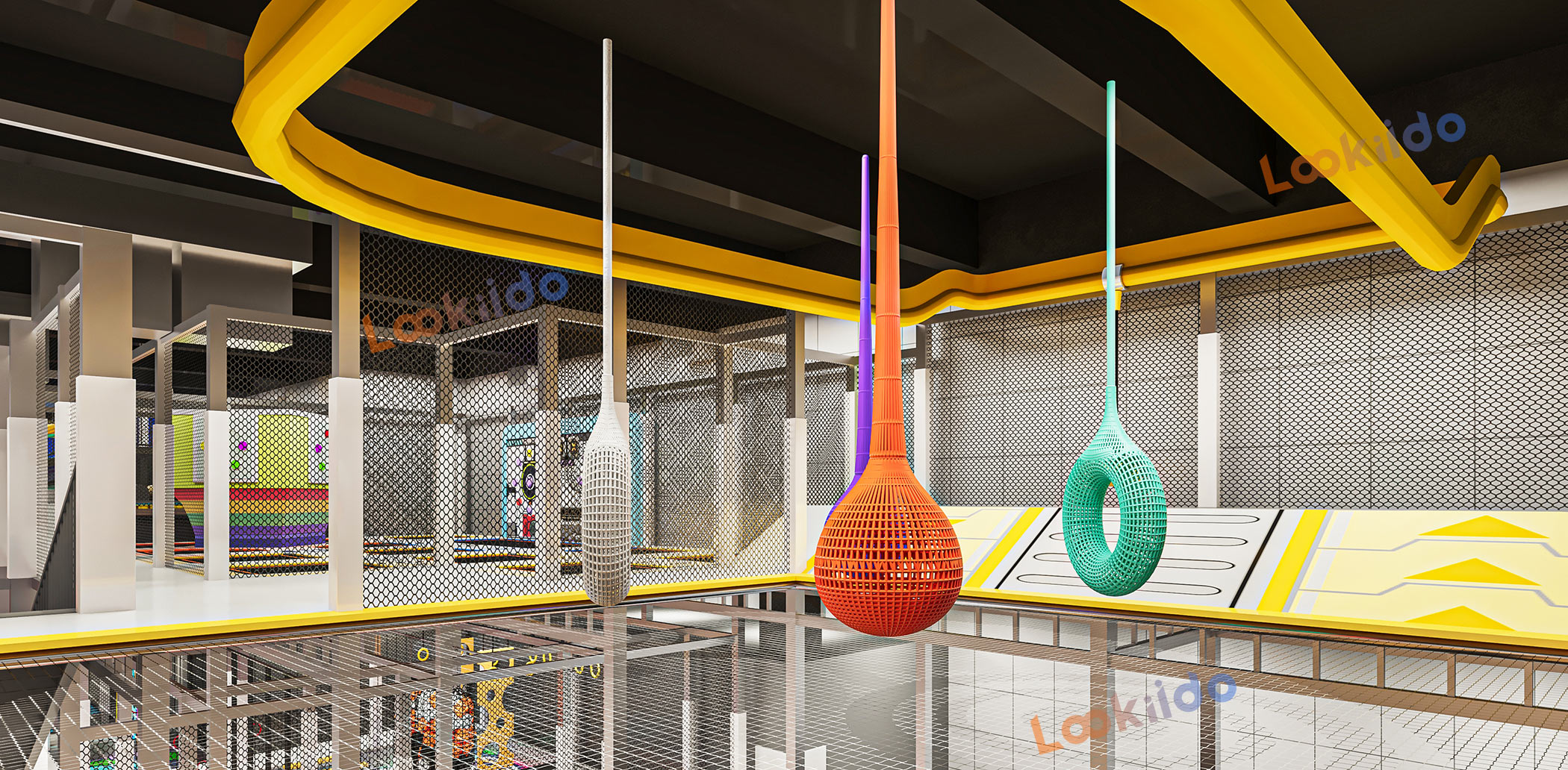 Indoor Sports Adventure Center Franchise Featuring Custom Designed Giant Launch Slides Equipment