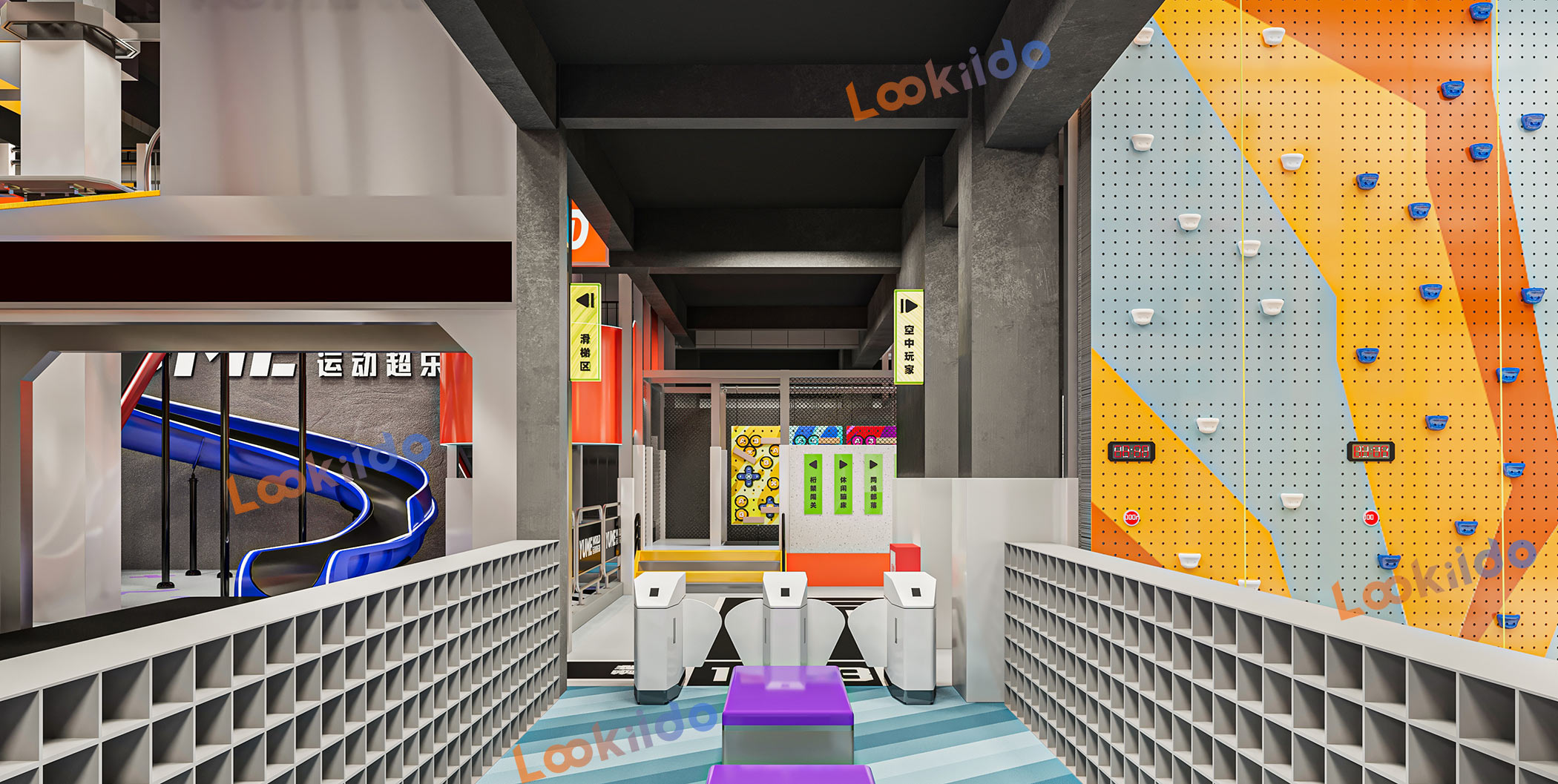 Indoor Sports Adventure Center Franchise Featuring Custom Designed Giant Launch Slides Equipment