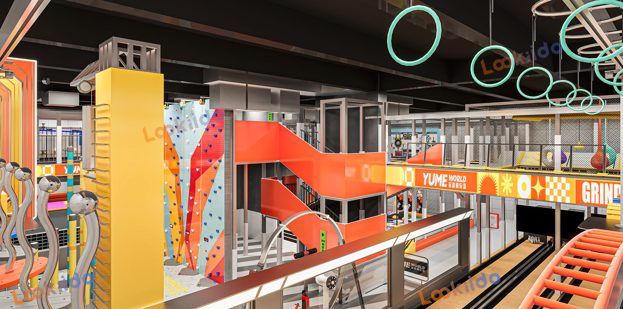 Indoor Sports Adventure Center Franchise Featuring Custom Designed Giant Launch Slides Equipment