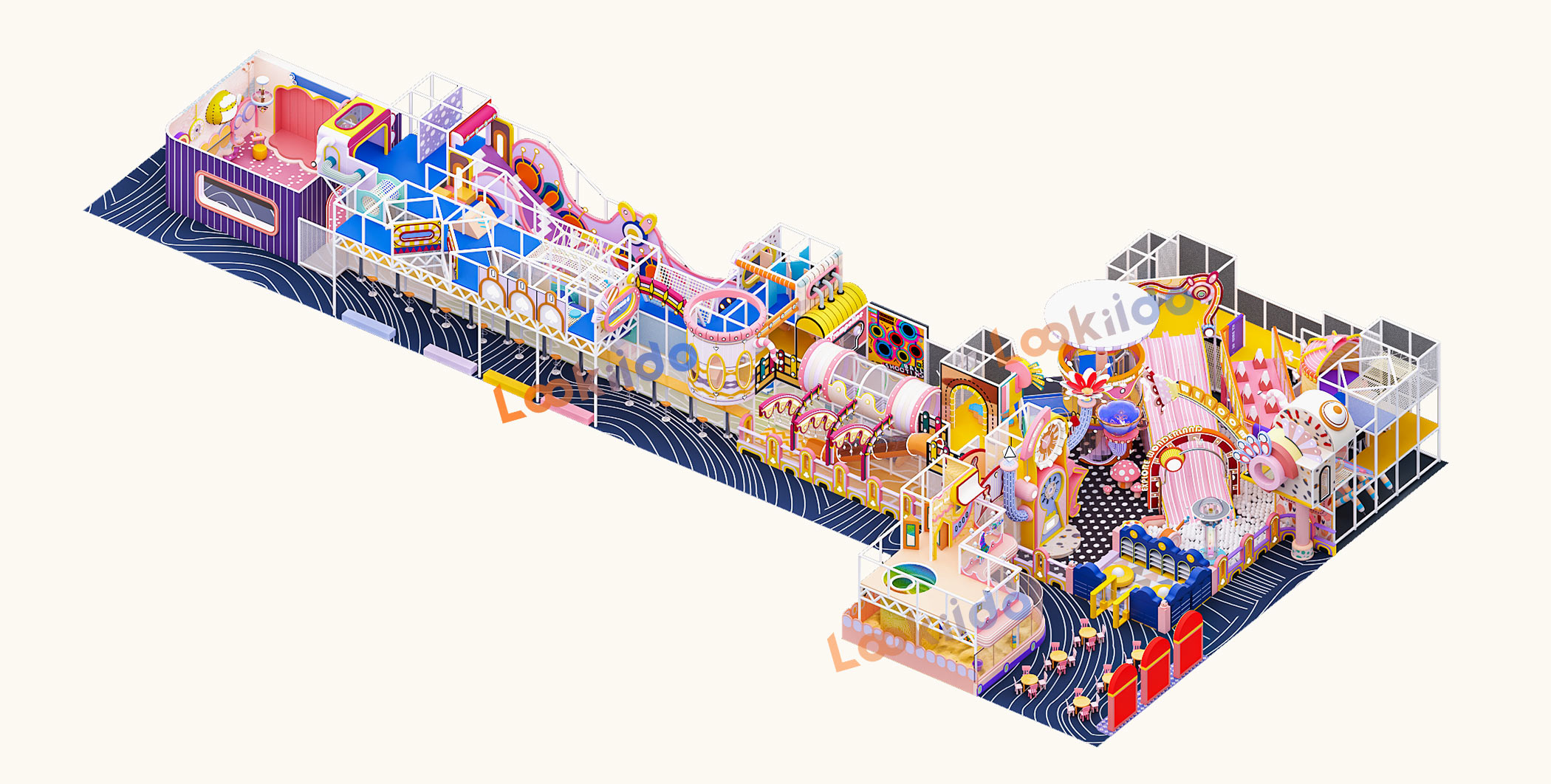 Luxurious Indoor Children Playground Equipment in Disney Themed Color Scheme Inside Mall