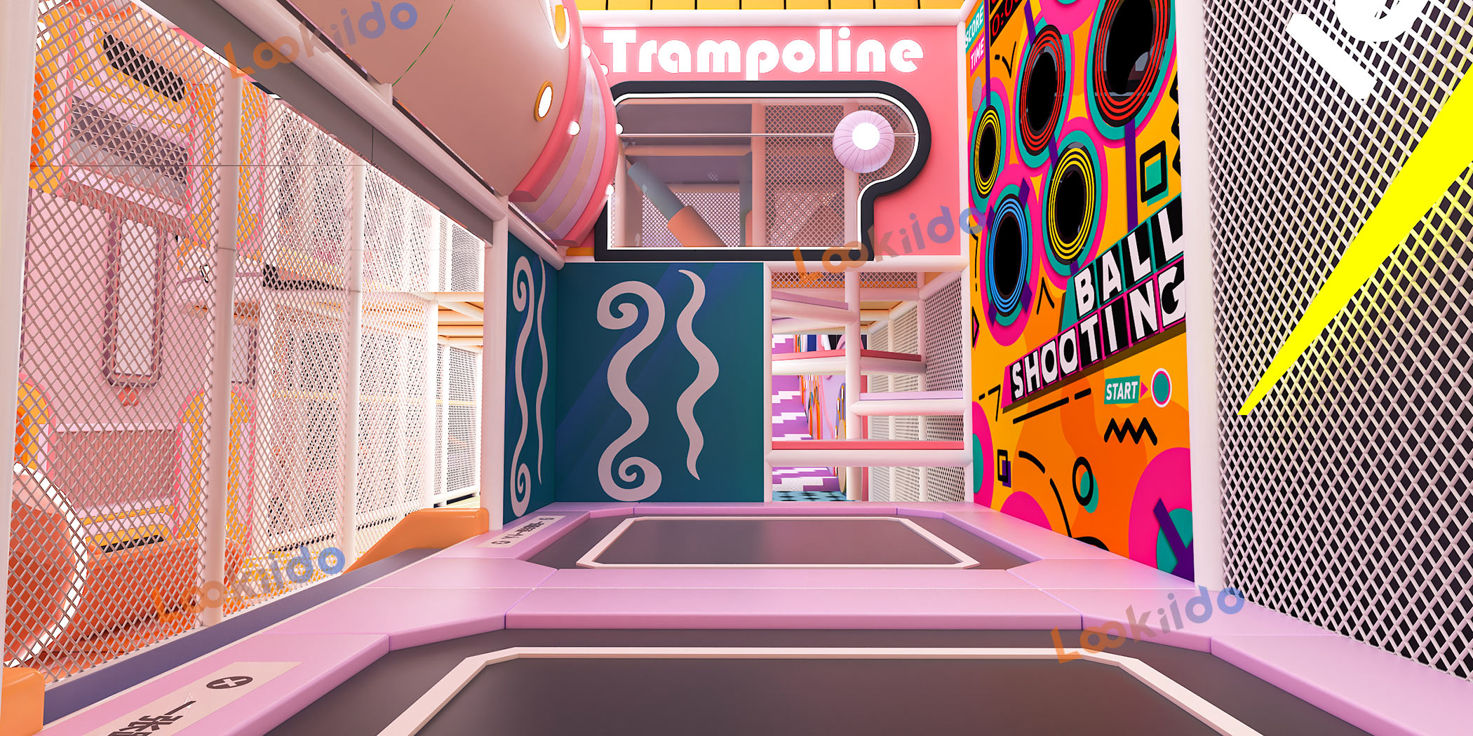 Luxurious Indoor Children Playground Equipment in Disney Themed Color Scheme Inside Mall