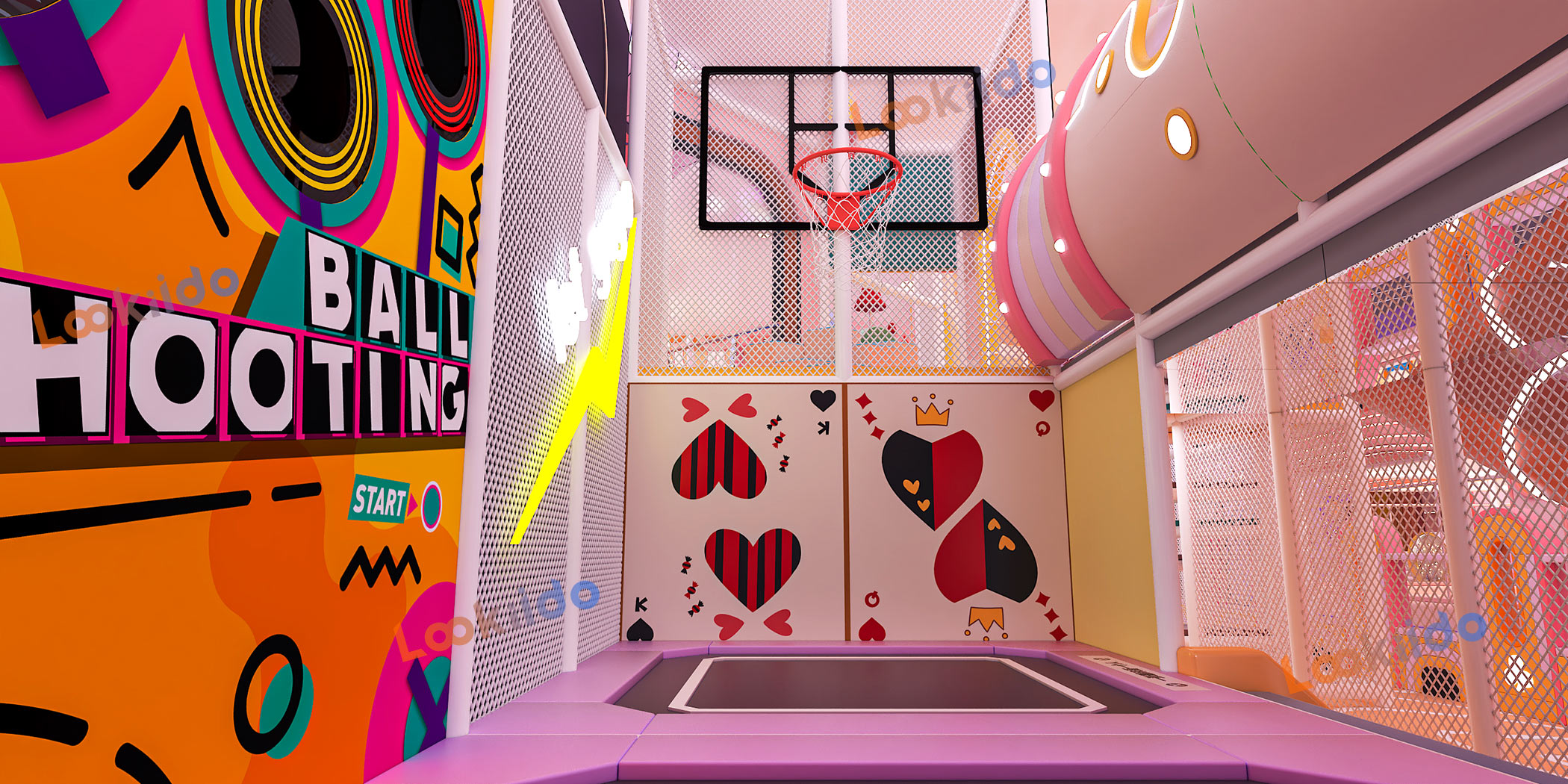 Luxurious Indoor Children Playground Equipment in Disney Themed Color Scheme Inside Mall