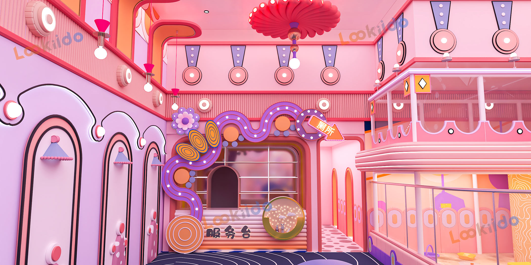 Luxurious Indoor Children Playground Equipment in Disney Themed Color Scheme Inside Mall