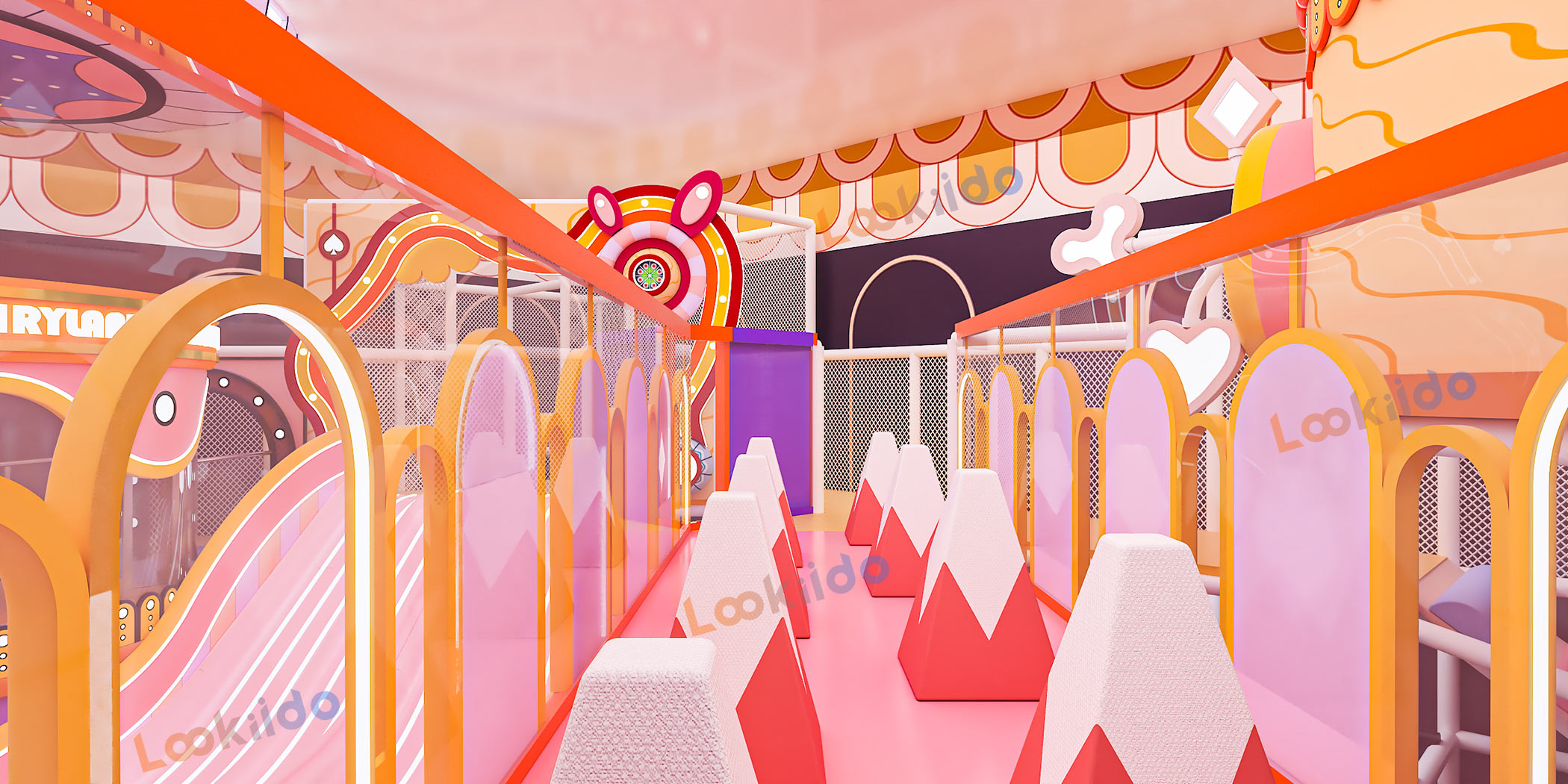 Luxurious Indoor Children Playground Equipment in Disney Themed Color Scheme Inside Mall