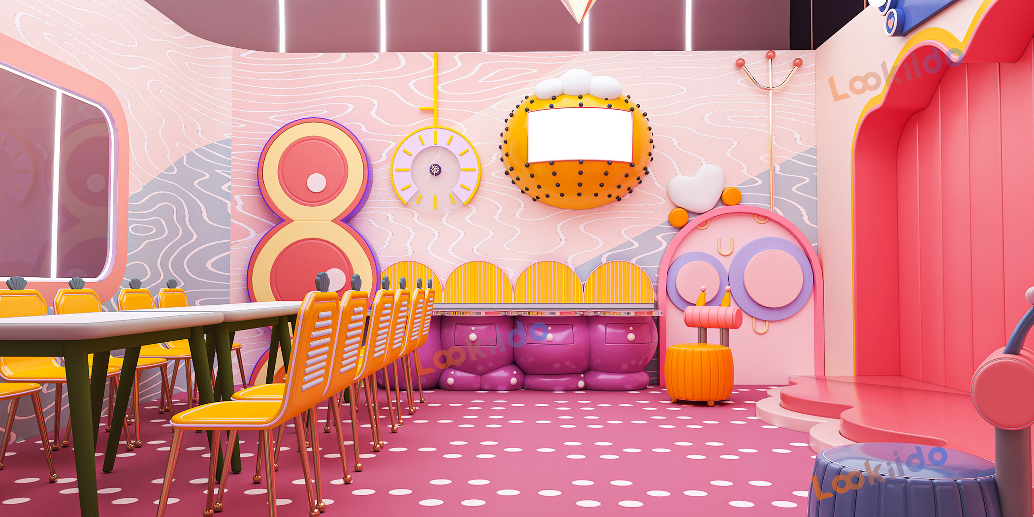 Luxurious Indoor Children Playground Equipment in Disney Themed Color Scheme Inside Mall