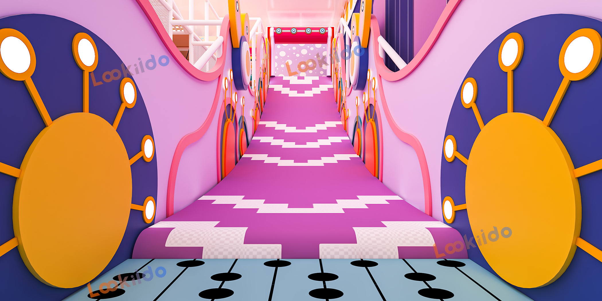 Luxurious Indoor Children Playground Equipment in Disney Themed Color Scheme Inside Mall