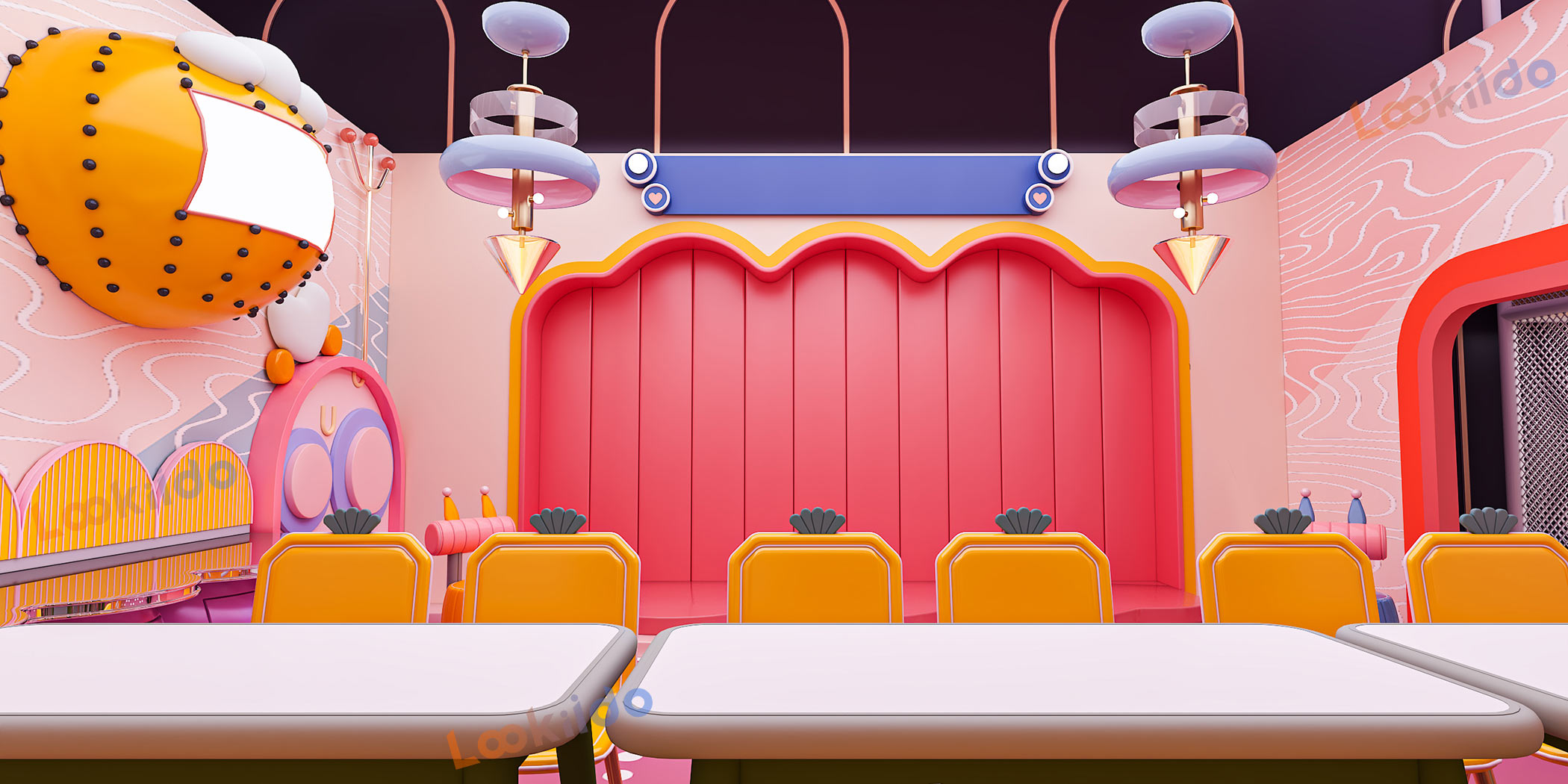 Luxurious Indoor Children Playground Equipment in Disney Themed Color Scheme Inside Mall