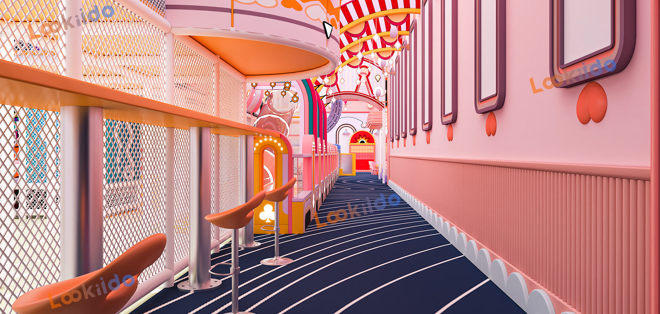 Luxurious Indoor Children Playground Equipment in Disney Themed Color Scheme Inside Mall