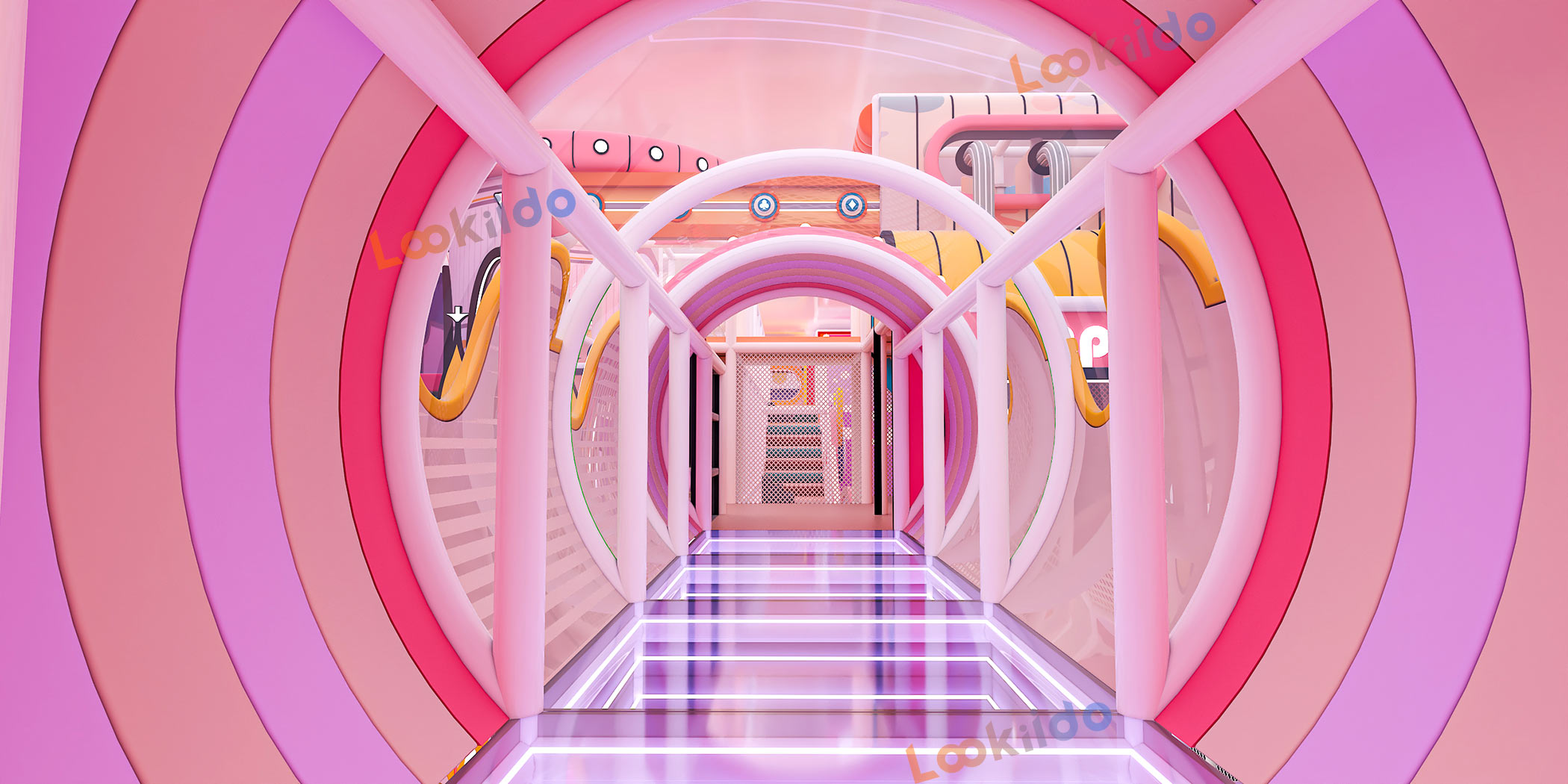 Luxurious Indoor Children Playground Equipment in Disney Themed Color Scheme Inside Mall