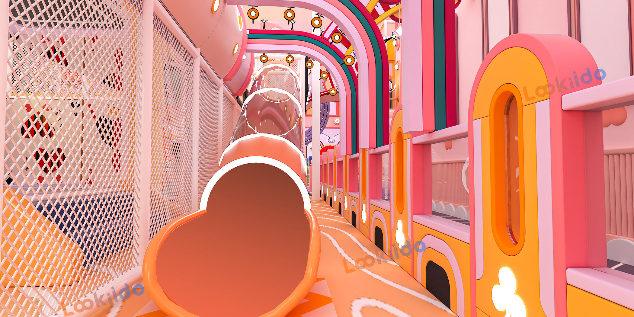 Luxurious Indoor Children Playground Equipment in Disney Themed Color Scheme Inside Mall