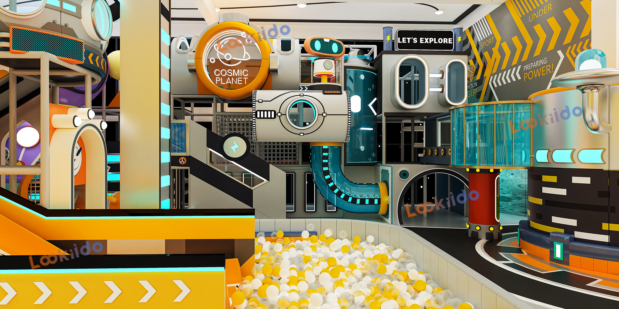 Galaxy RoboPlay: Robotic Adventure Indoor Playground Equipment for Kids Ages 3-8