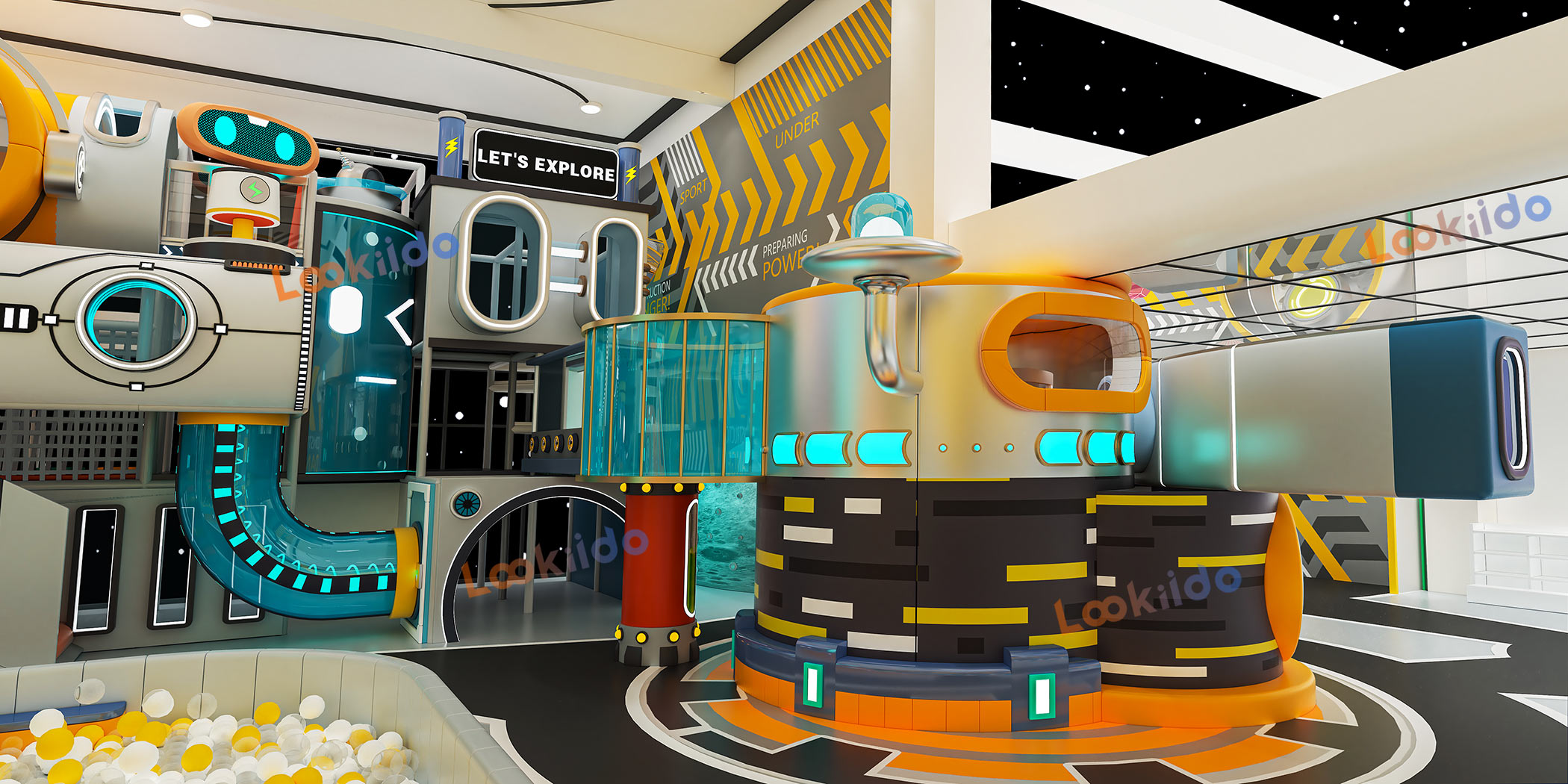 Galaxy RoboPlay: Robotic Adventure Indoor Playground Equipment for Kids Ages 3-8