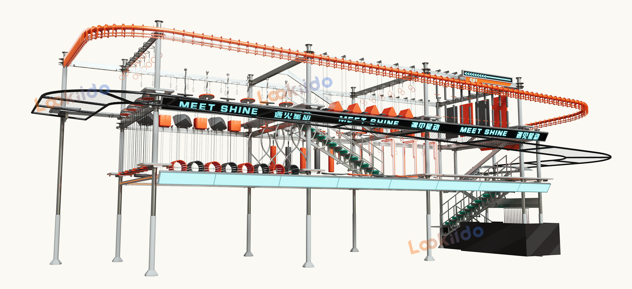 Adventure Sports Slide Complex Park Manufacturer with High Rope Course Equipment