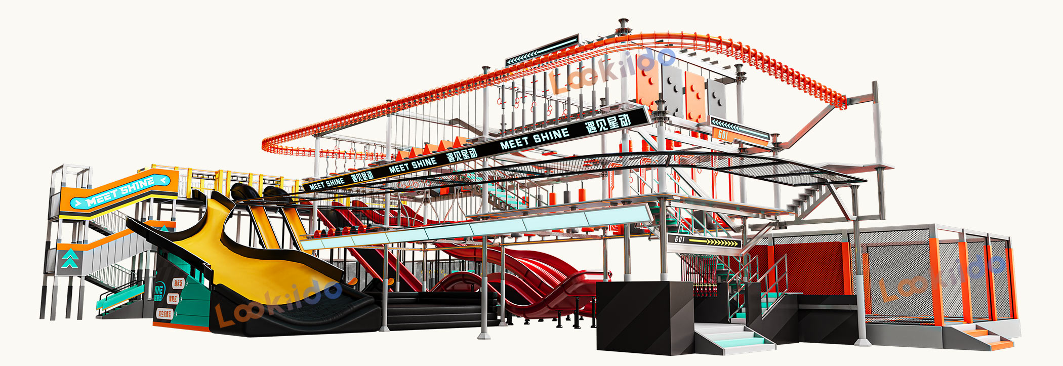 Adventure Sports Slide Complex Park Manufacturer with High Rope Course Equipment