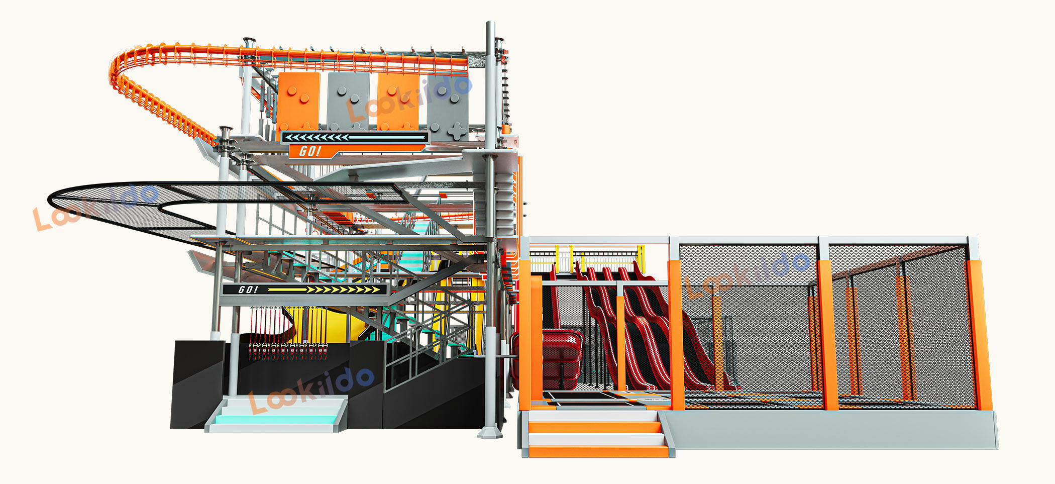 Adventure Sports Slide Complex Park Manufacturer with High Rope Course Equipment