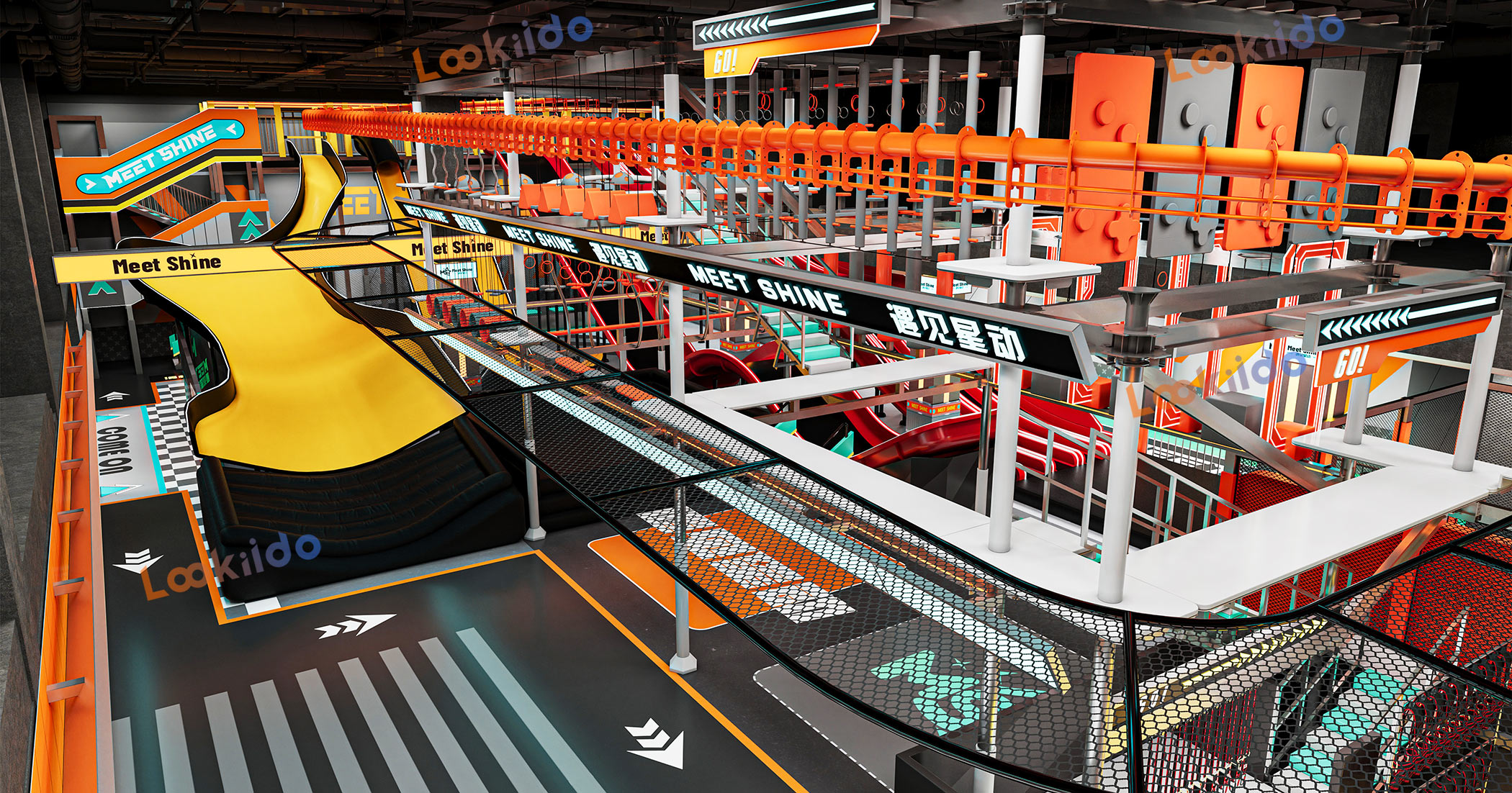 Adventure Sports Slide Complex Park Manufacturer with High Rope Course Equipment