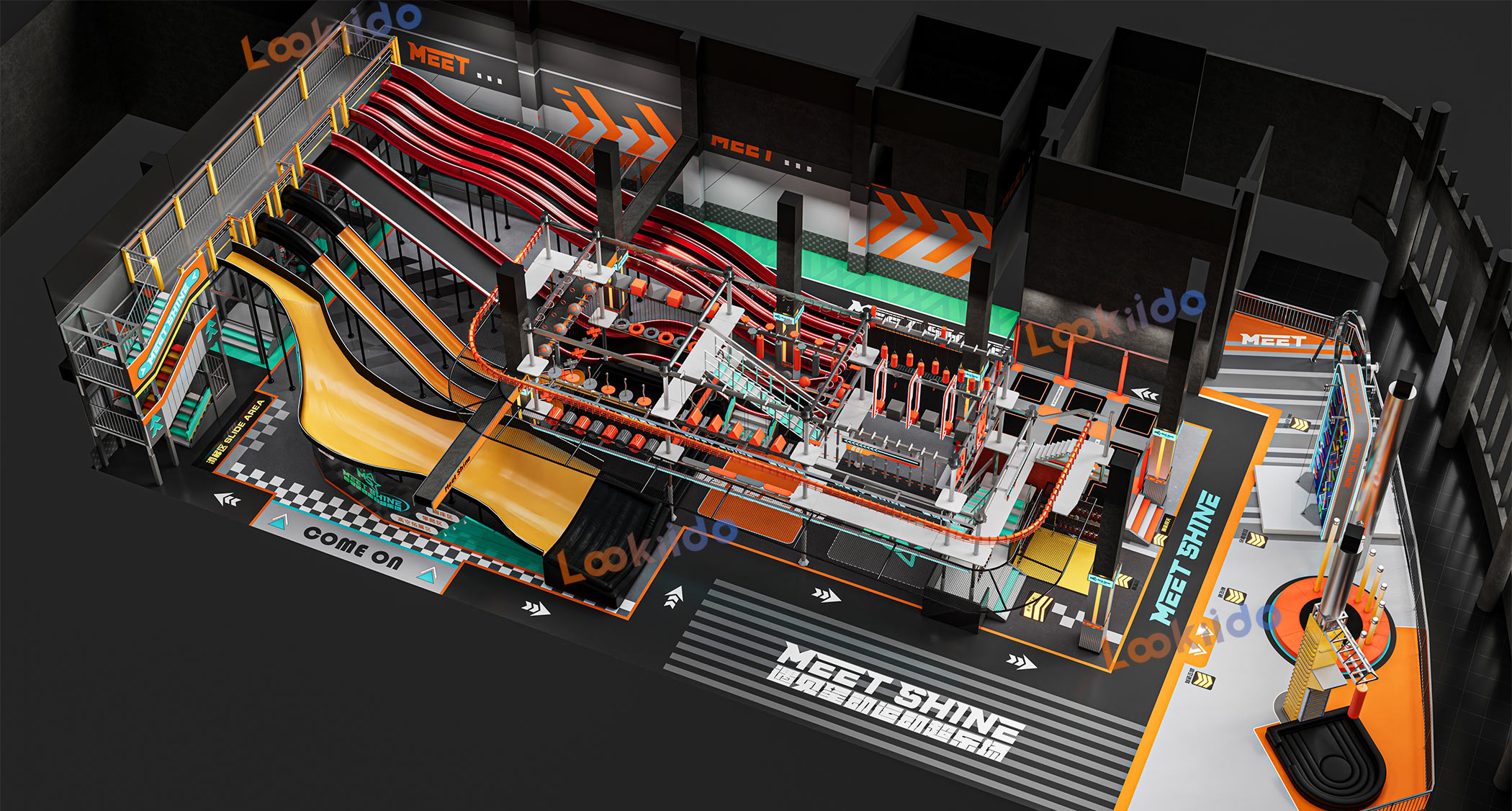 Adventure Sports Slide Complex Park Manufacturer with High Rope Course Equipment