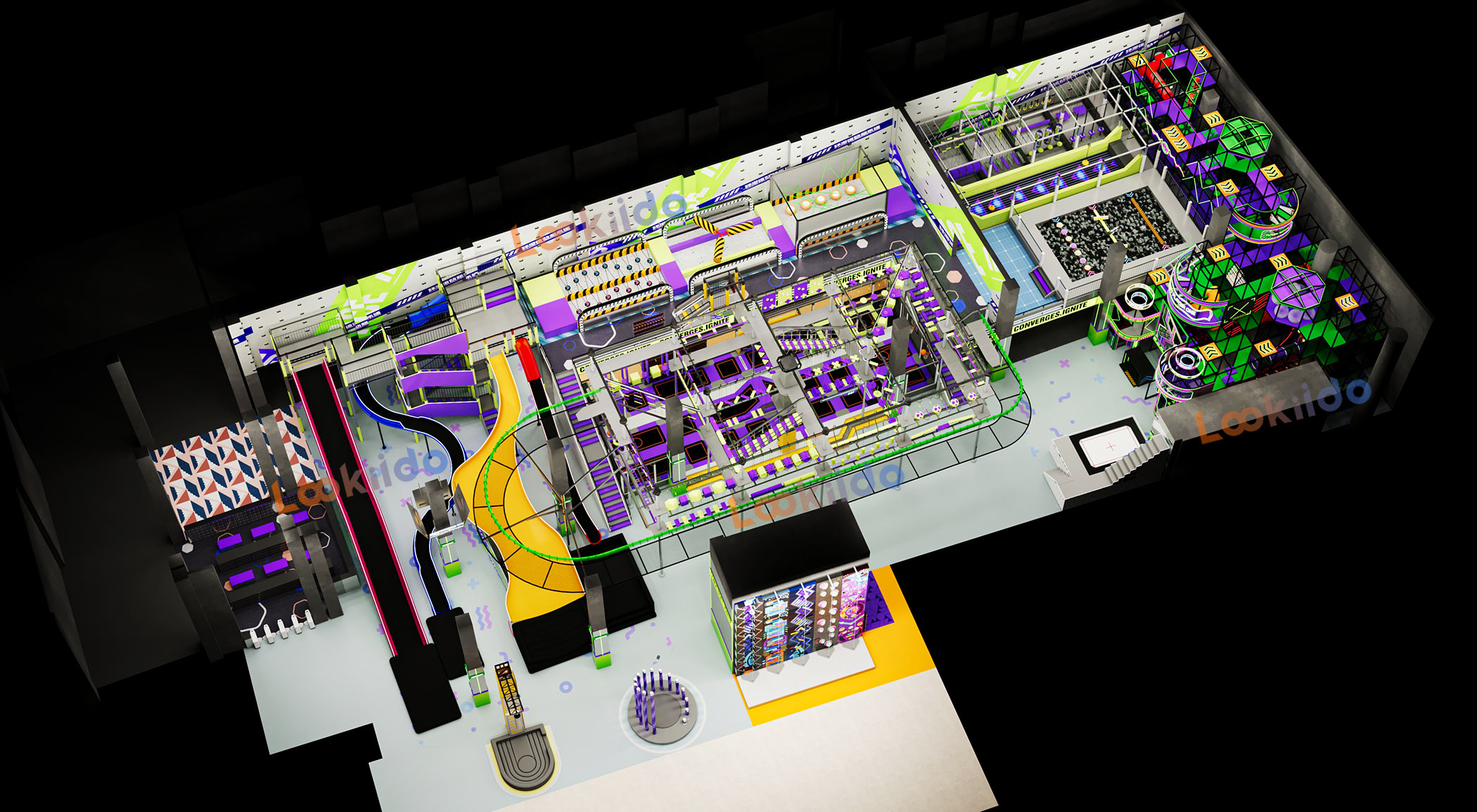 Ultimate 5-in-1 Indoor Playground Equipment Factory: Ninja Course, Ropes, Trampoline Park, Kids Maze