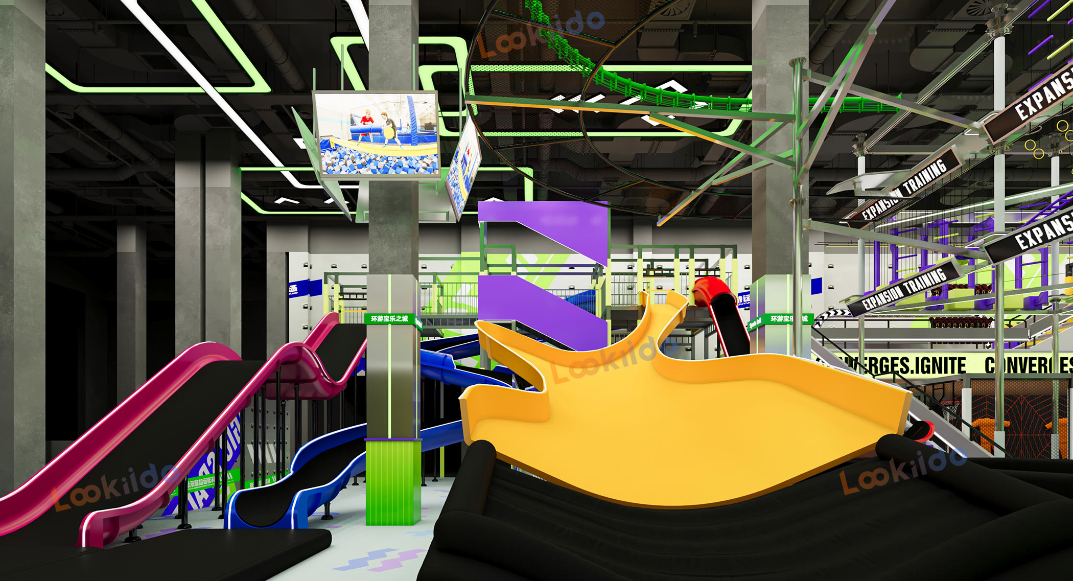 Ultimate 5-in-1 Indoor Playground Equipment Factory: Ninja Course, Ropes, Trampoline Park, Kids Maze