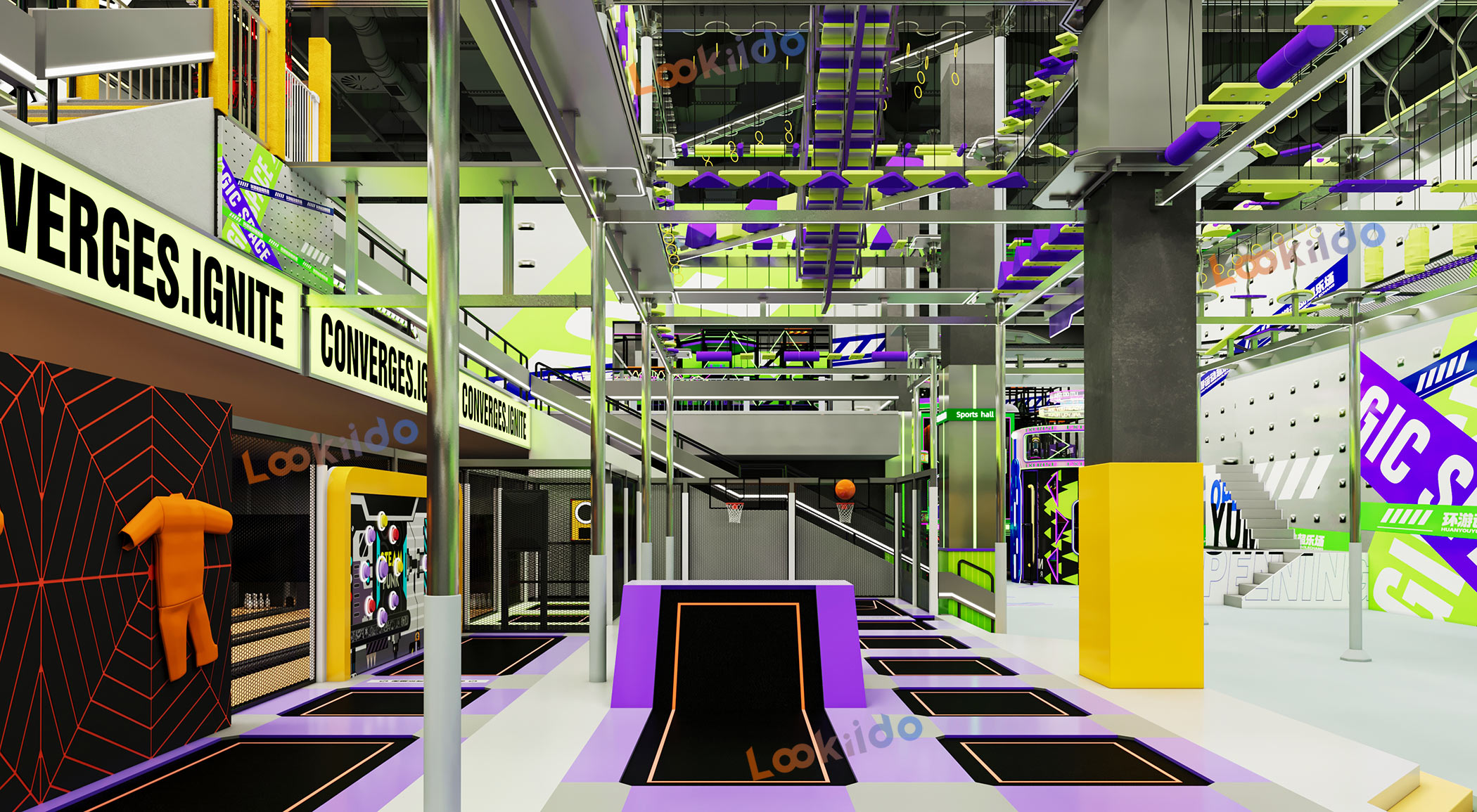 Ultimate 5-in-1 Indoor Playground Equipment Factory: Ninja Course, Ropes, Trampoline Park, Kids Maze