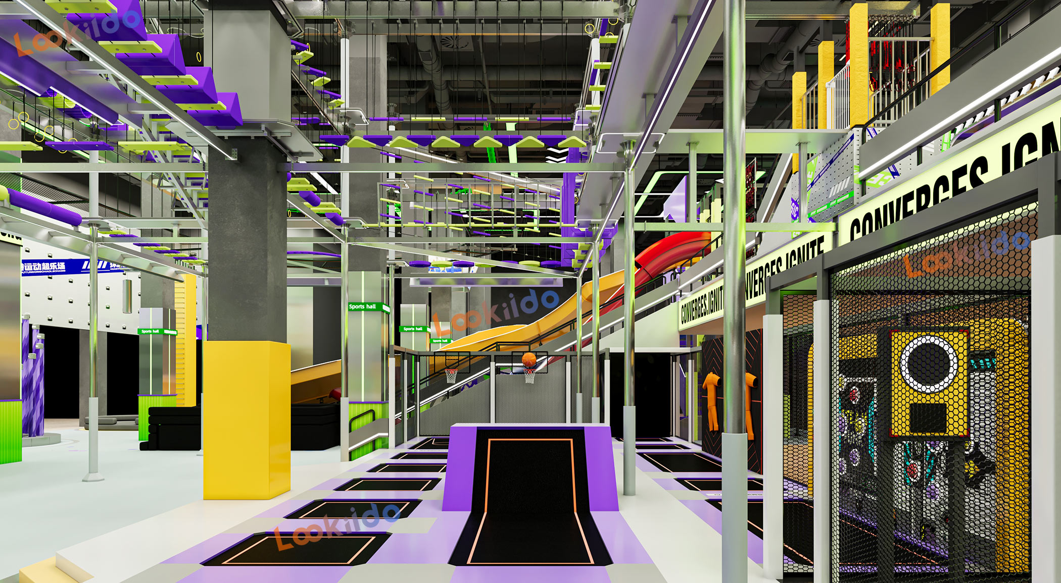 Ultimate 5-in-1 Indoor Playground Equipment Factory: Ninja Course, Ropes, Trampoline Park, Kids Maze