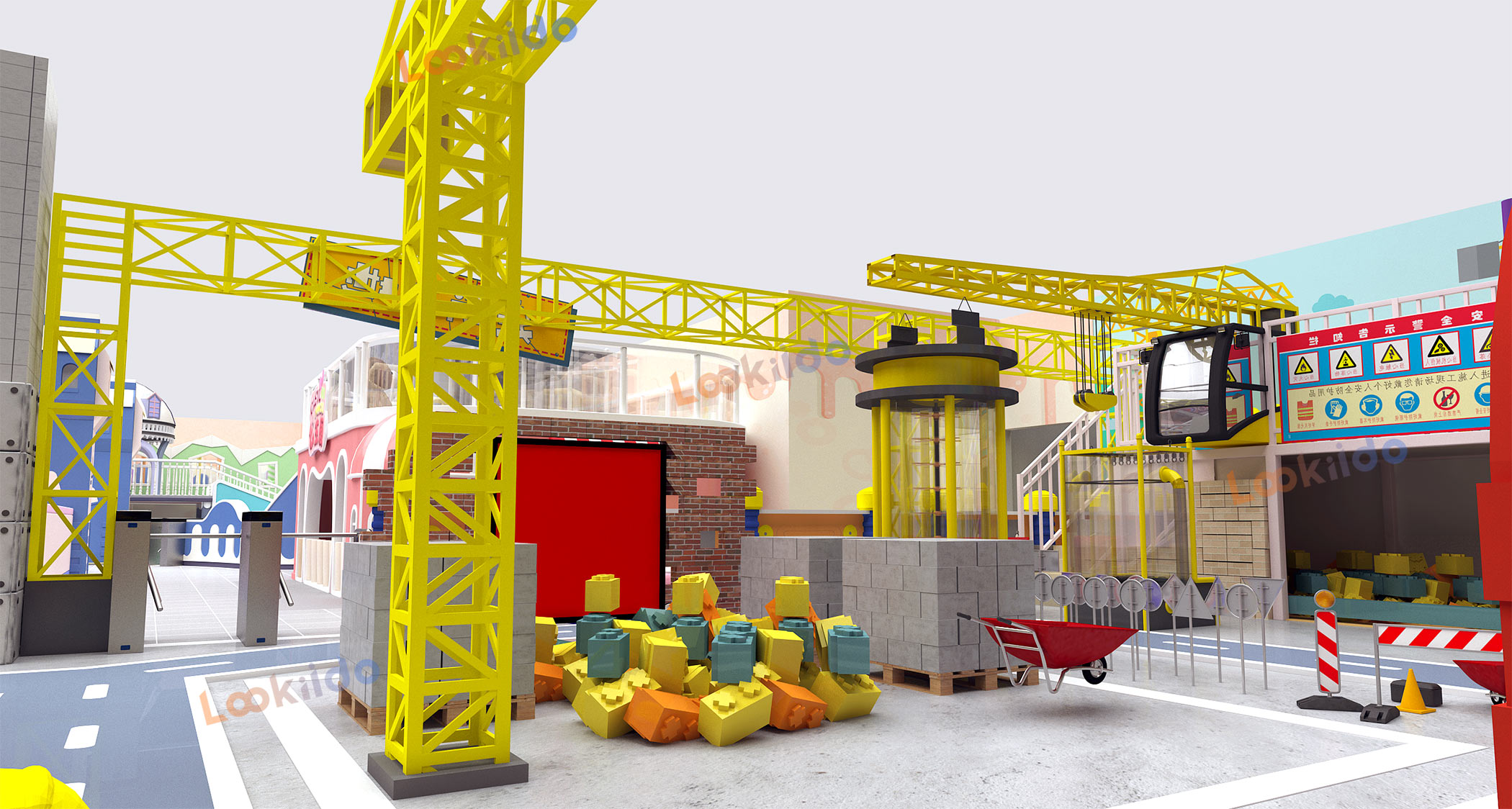Kids' Adventure World Playground Equipment: 3-in-1 Play Zones with Candy Construction Themes