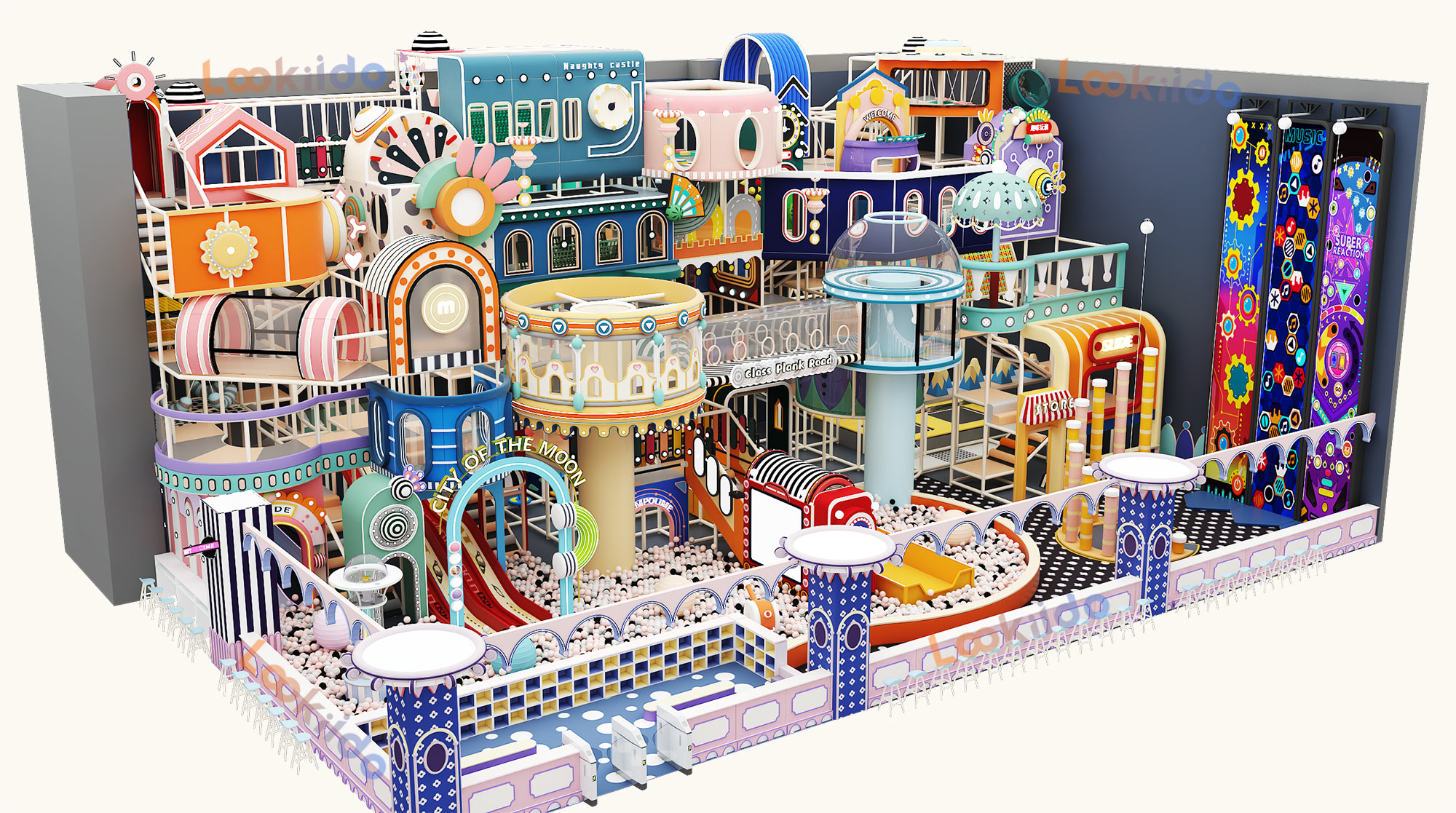 Commercial Indoor Playground Equipment Featuring a 5-Tier Steel Maze Structure