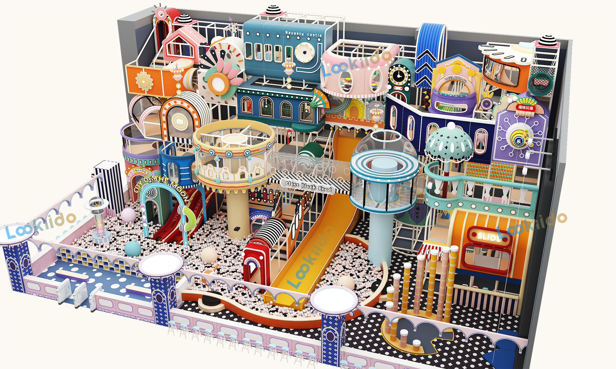 Commercial Indoor Playground Equipment Featuring a 5-Tier Steel Maze Structure