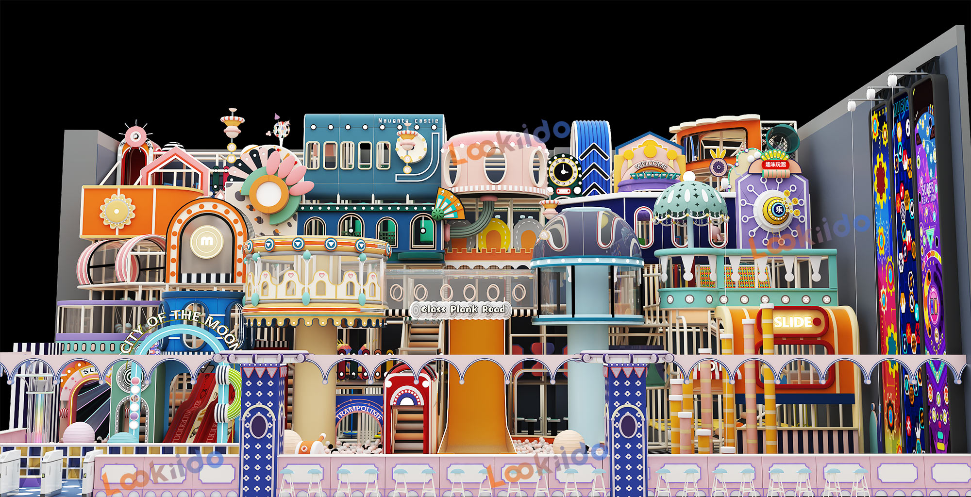 Commercial Indoor Playground Equipment Featuring a 5-Tier Steel Maze Structure