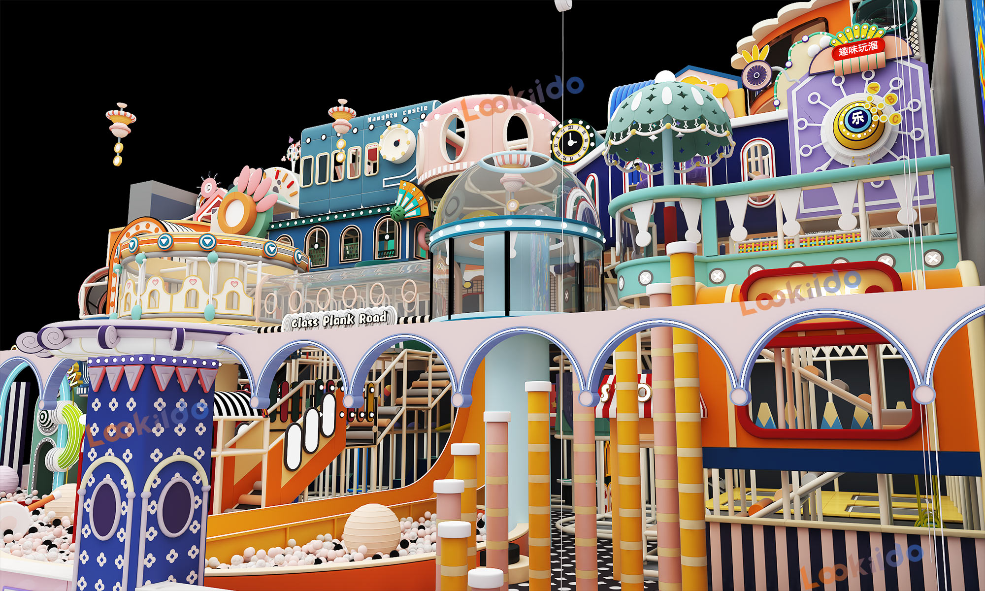 Commercial Indoor Playground Equipment Featuring a 5-Tier Steel Maze Structure