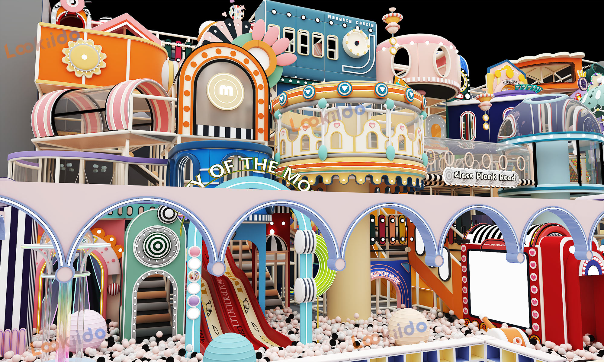 Commercial Indoor Playground Equipment Featuring a 5-Tier Steel Maze Structure