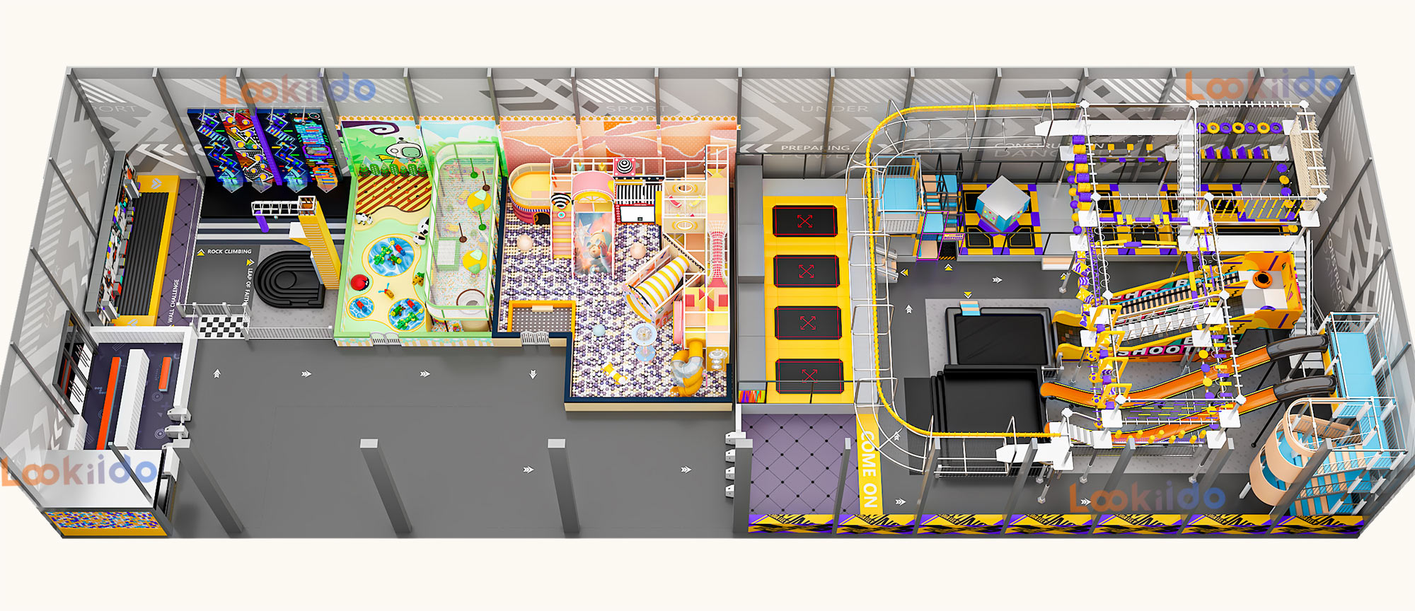 Dual-Age Indoor Adventure Park Featuring Sports Trampolines and Soft Play Maze Equipment